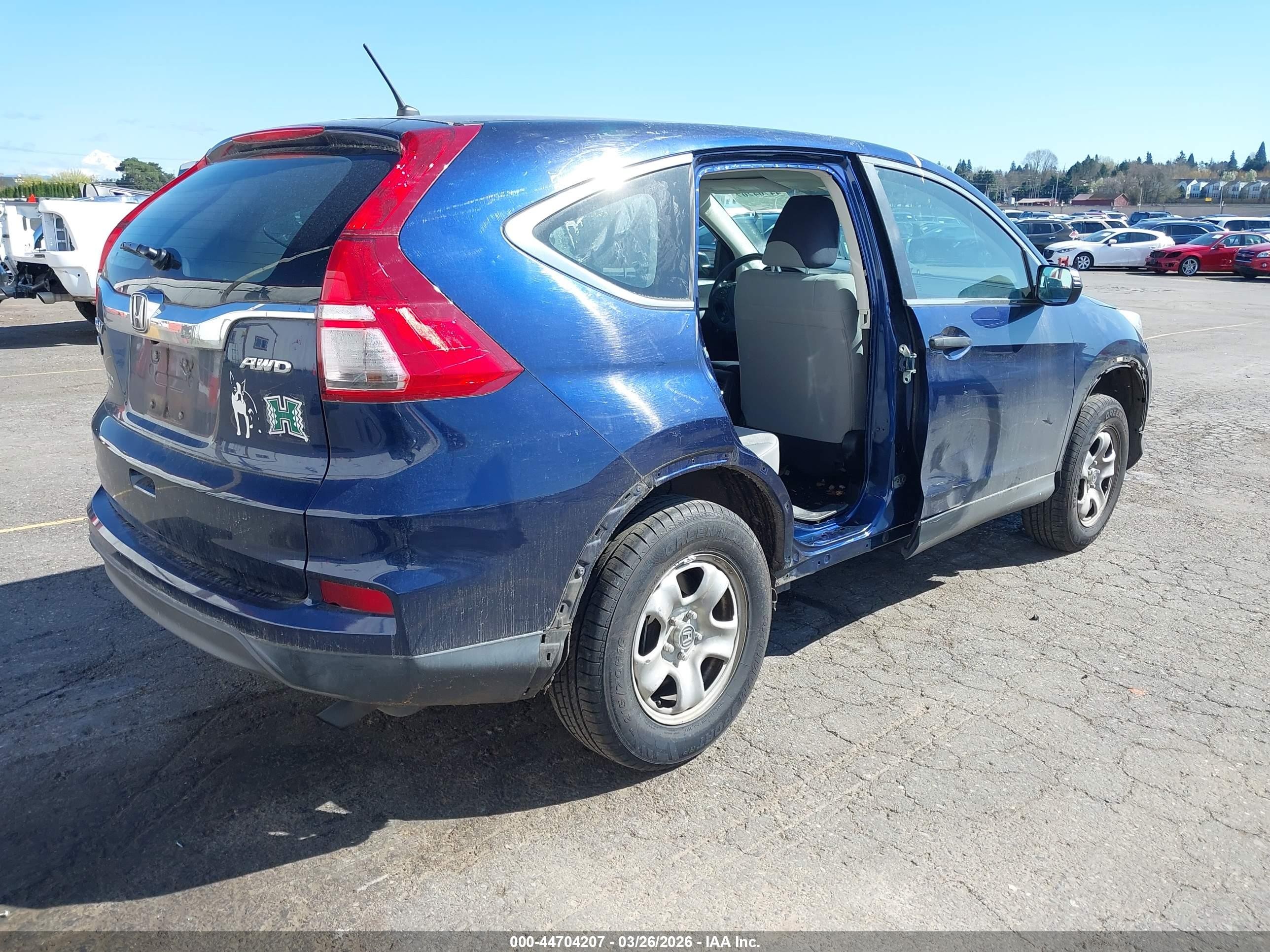 2015 Honda Cr-v Lx Blue vin: 2HKRM4H36FH623362