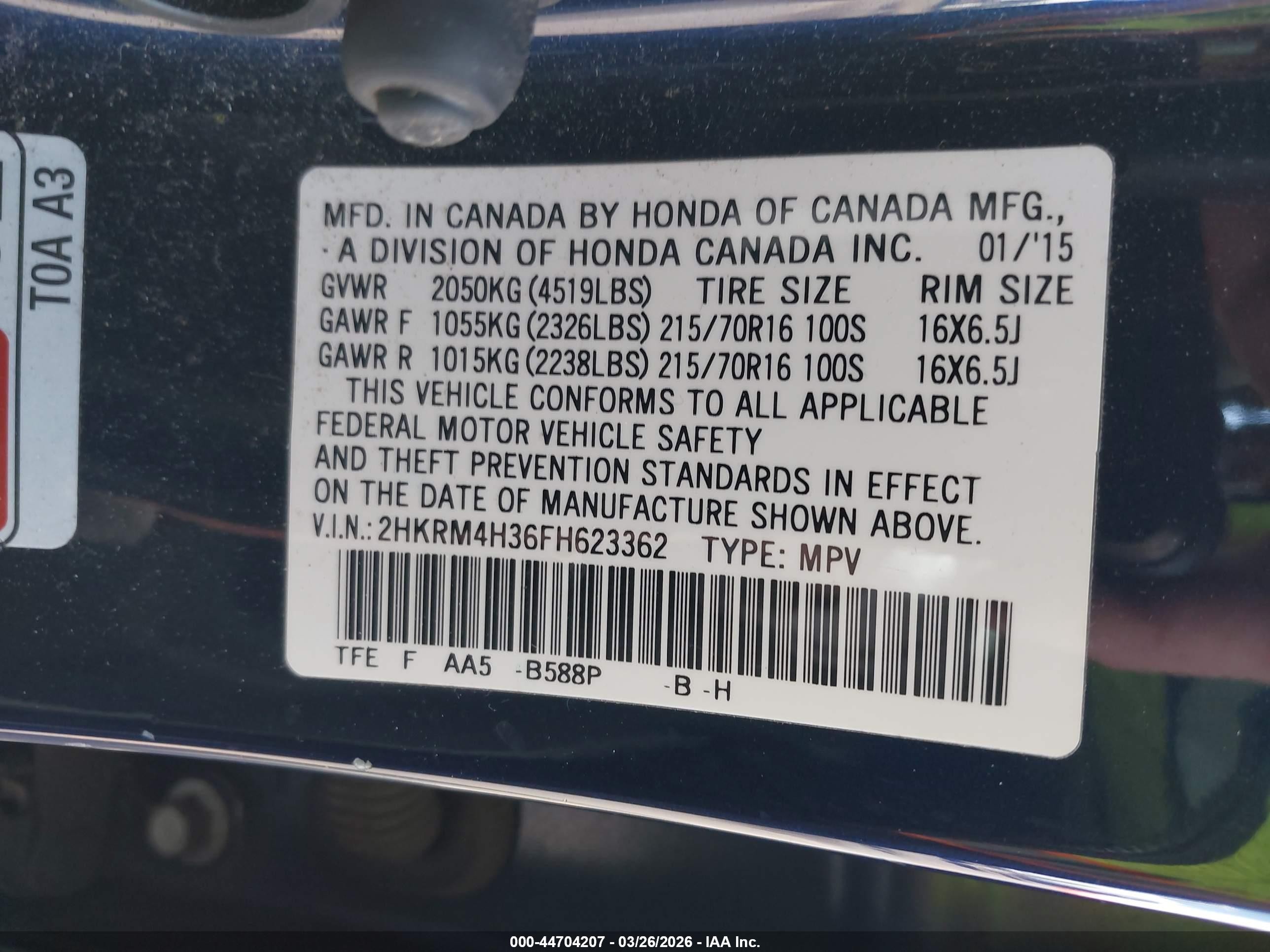 2015 Honda Cr-v Lx Blue vin: 2HKRM4H36FH623362