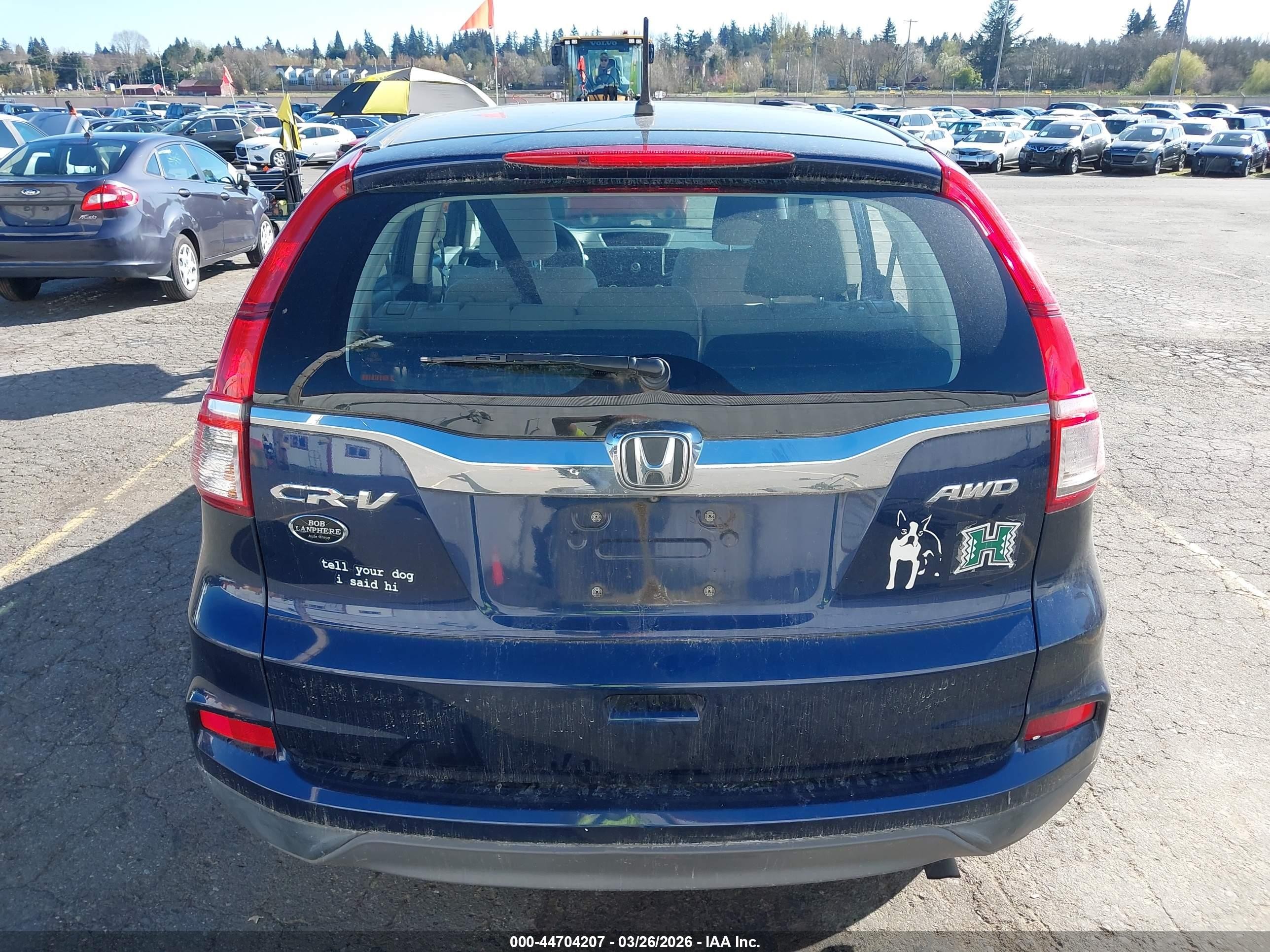 2015 Honda Cr-v Lx Blue vin: 2HKRM4H36FH623362