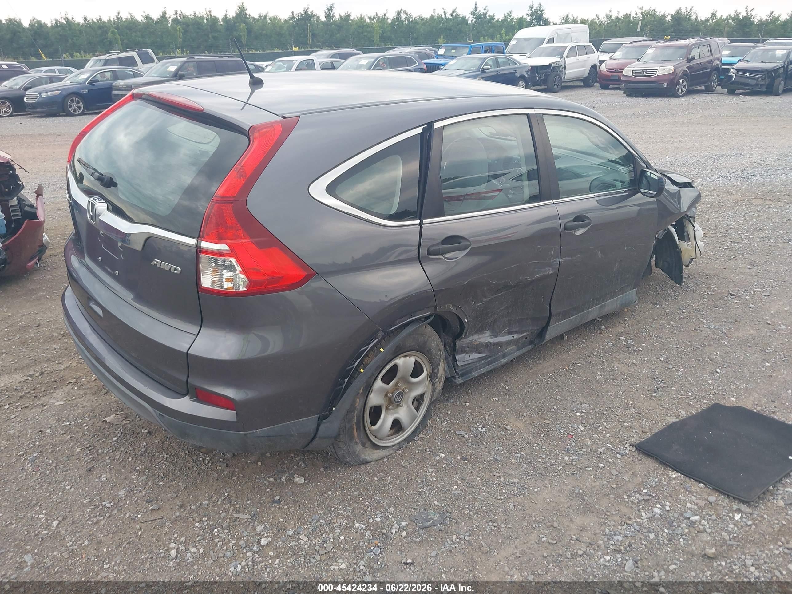 2015 Honda Cr-v Lx Gray vin: 2HKRM4H36FH684291