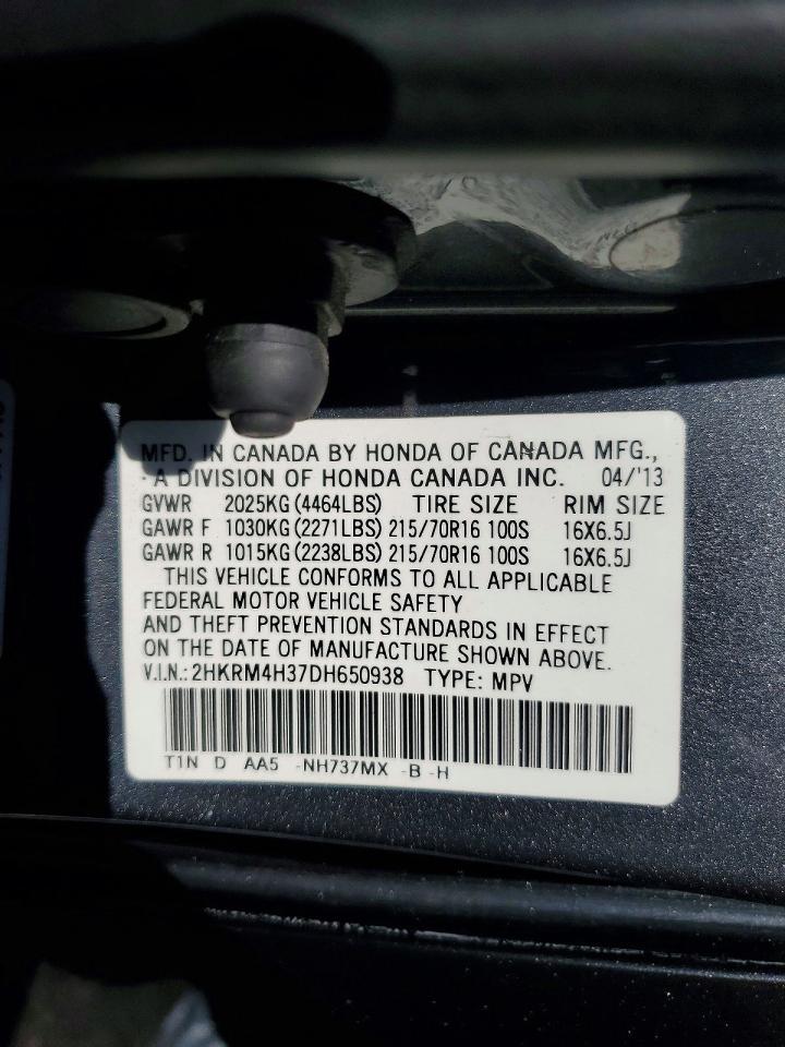 2013 Honda Cr-v Lx Charcoal vin: 2HKRM4H37DH650938