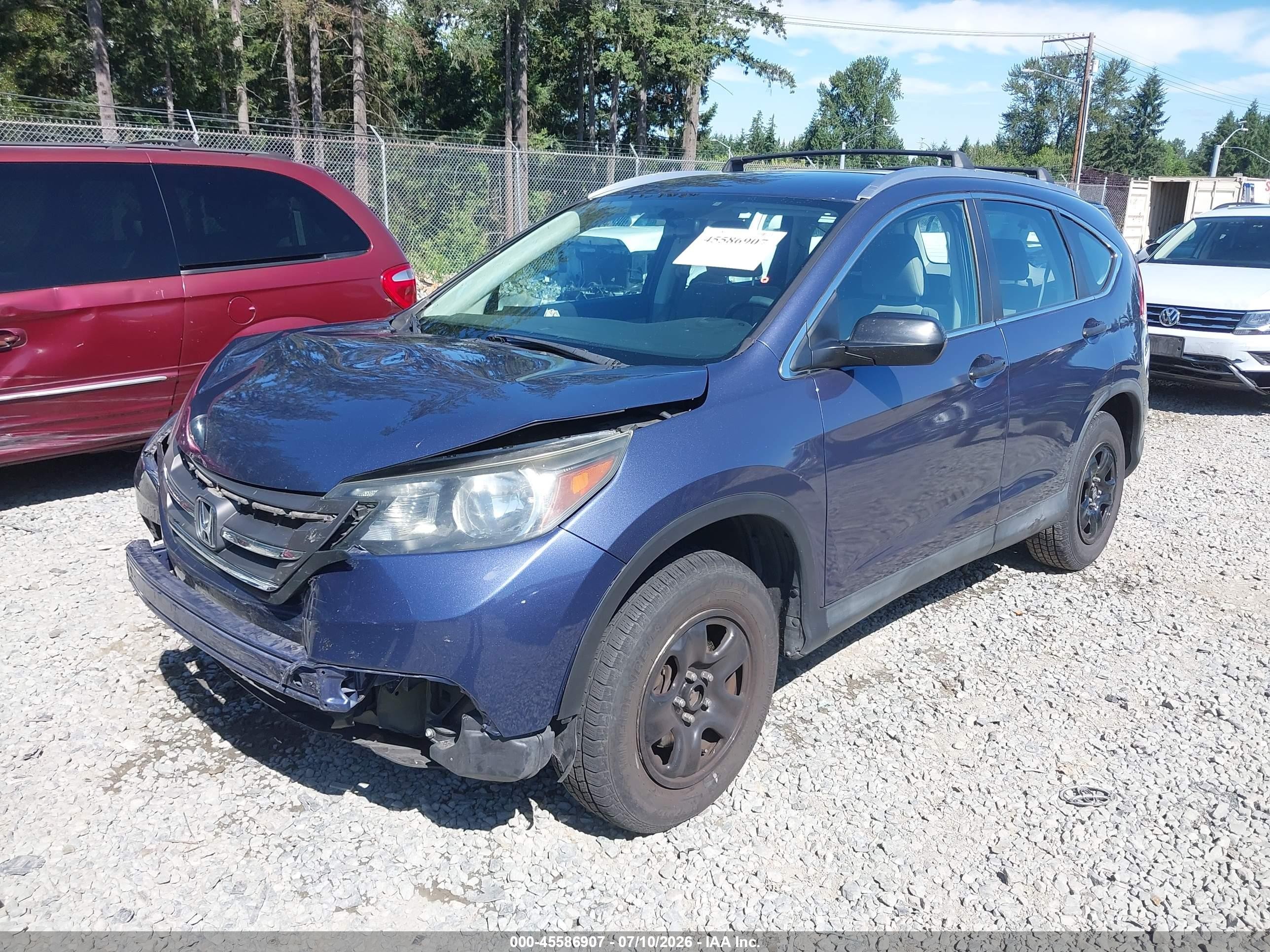 2013 Honda Cr-v Lx Blue vin: 2HKRM4H37DH673359