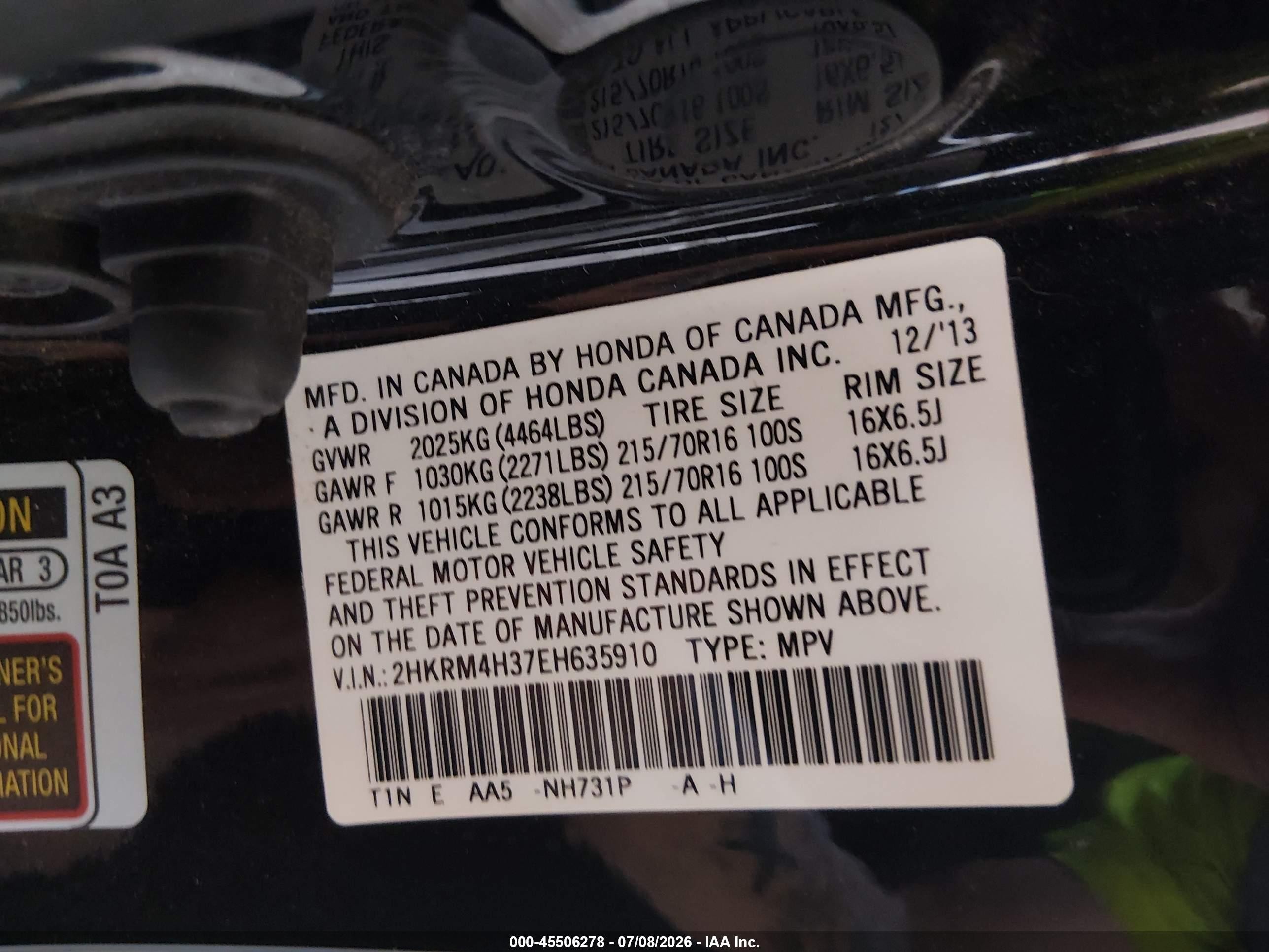 2014 Honda Cr-v Lx Black vin: 2HKRM4H37EH635910
