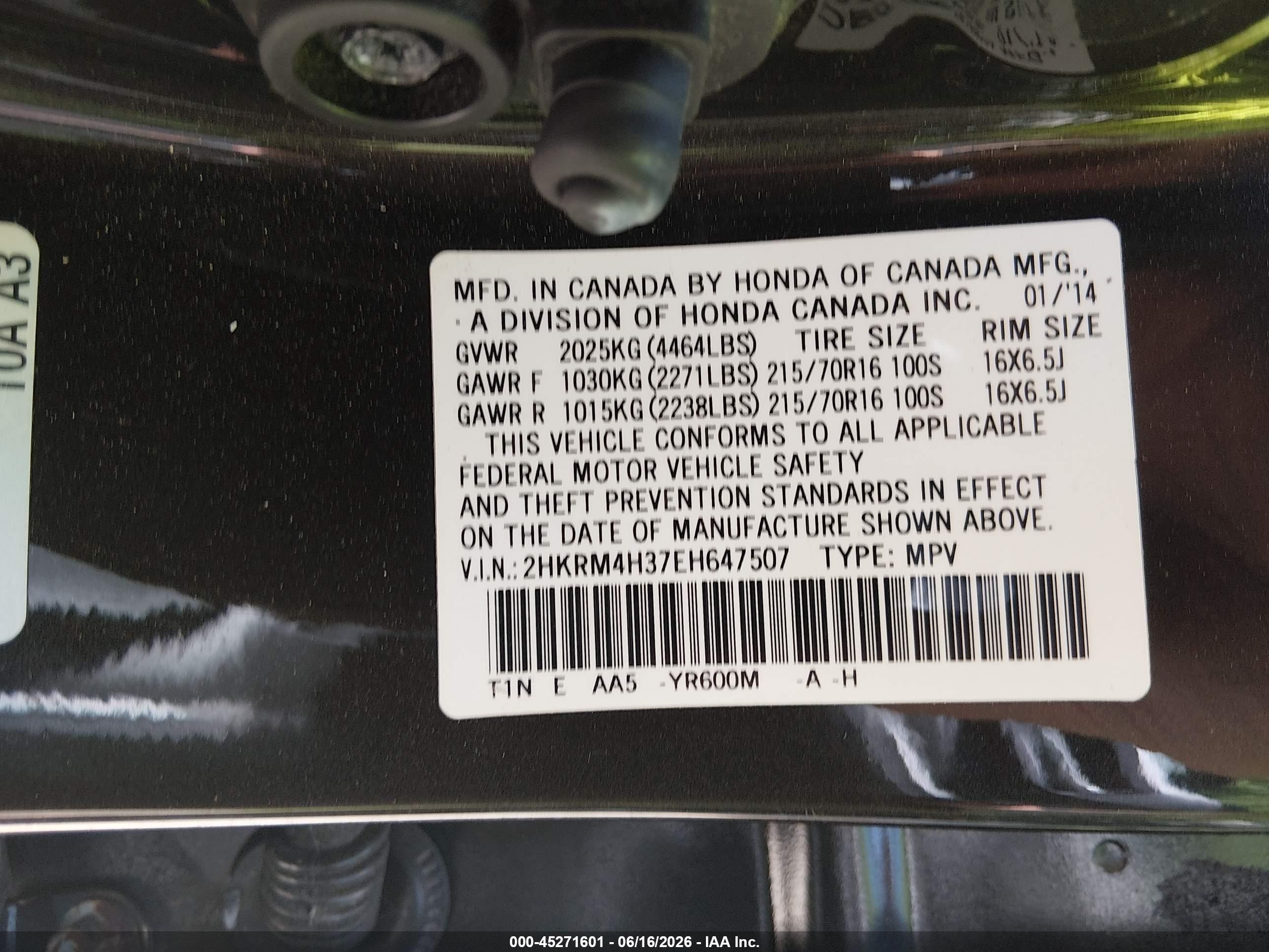 2014 Honda Cr-v Lx Champagne vin: 2HKRM4H37EH647507