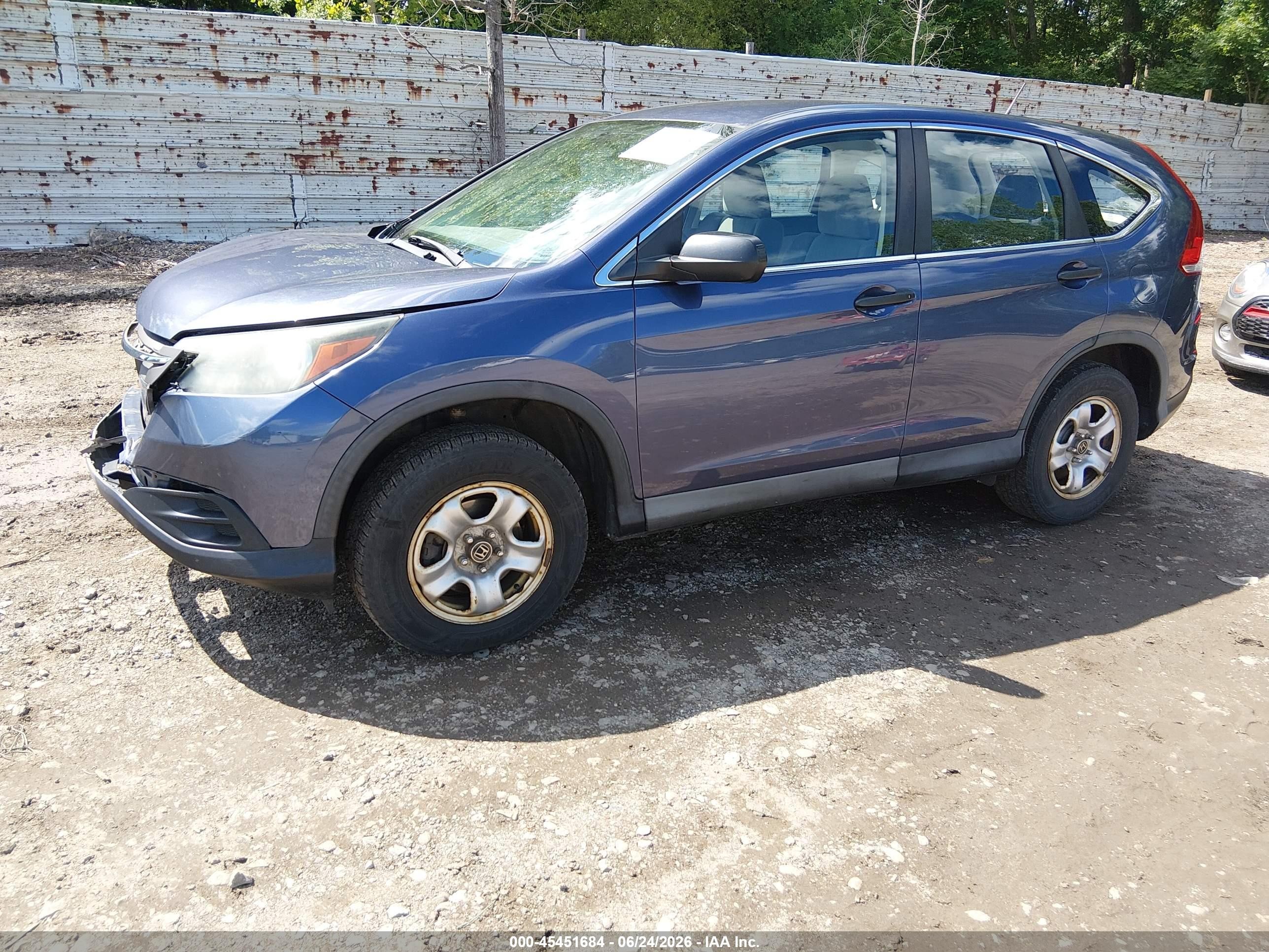 2014 Honda Cr-v Lx Blue vin: 2HKRM4H37EH684864