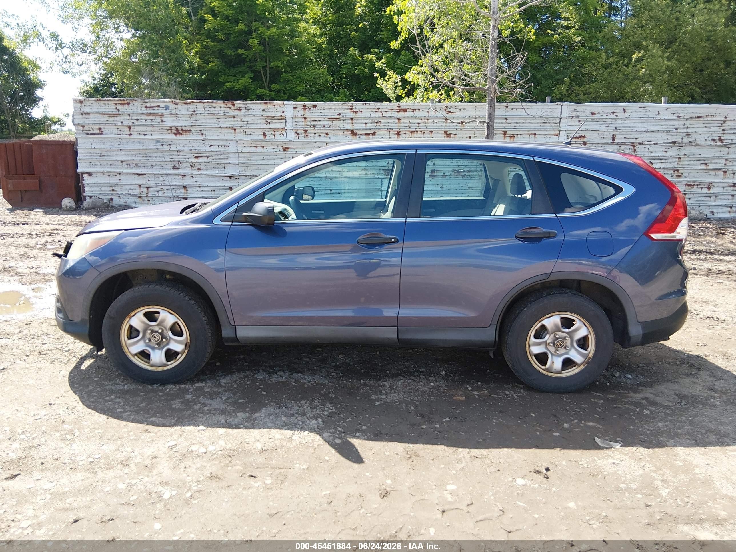 2014 Honda Cr-v Lx Blue vin: 2HKRM4H37EH684864