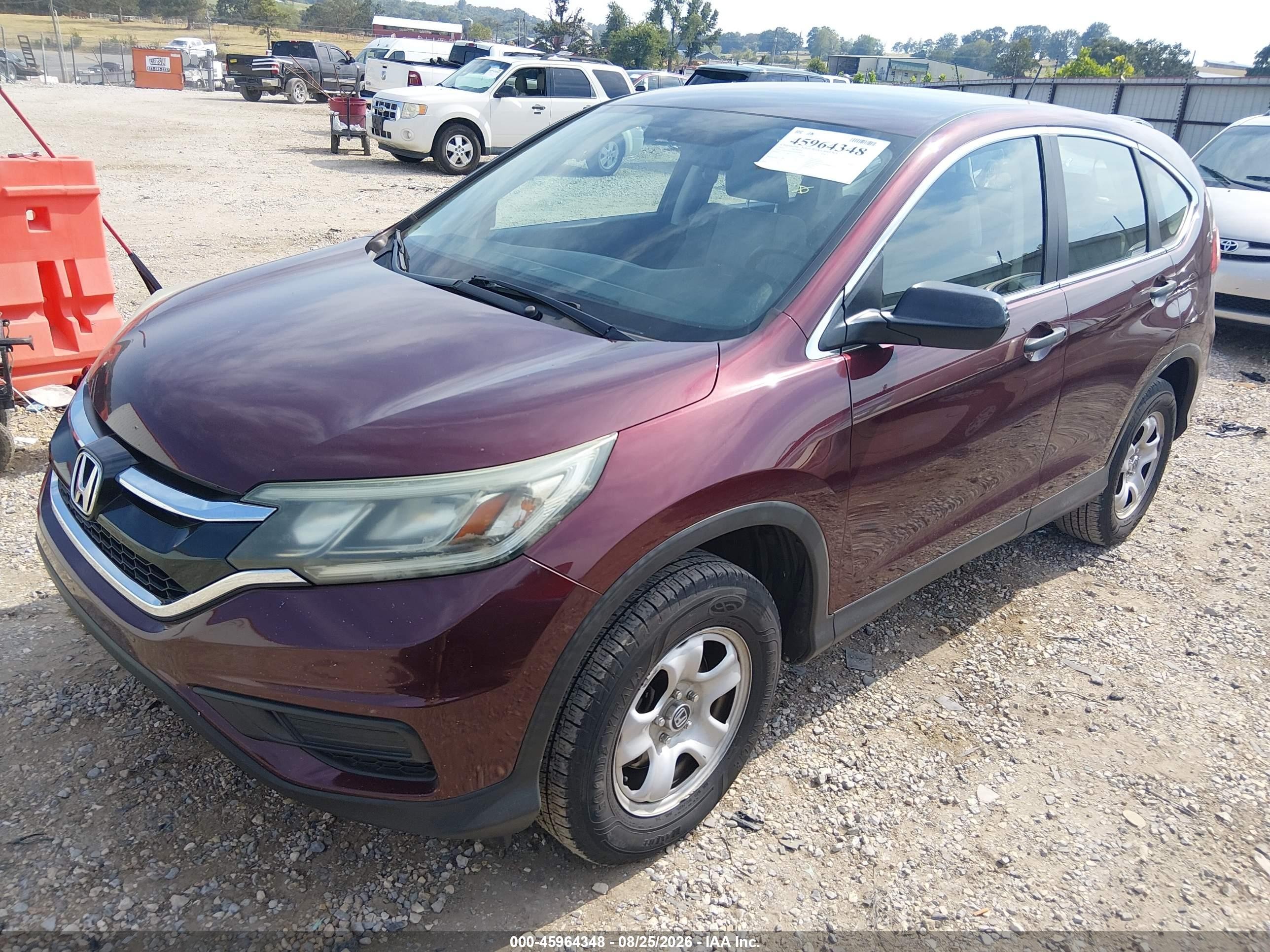 2015 Honda Cr-v Lx Maroon vin: 2HKRM4H37FH642969