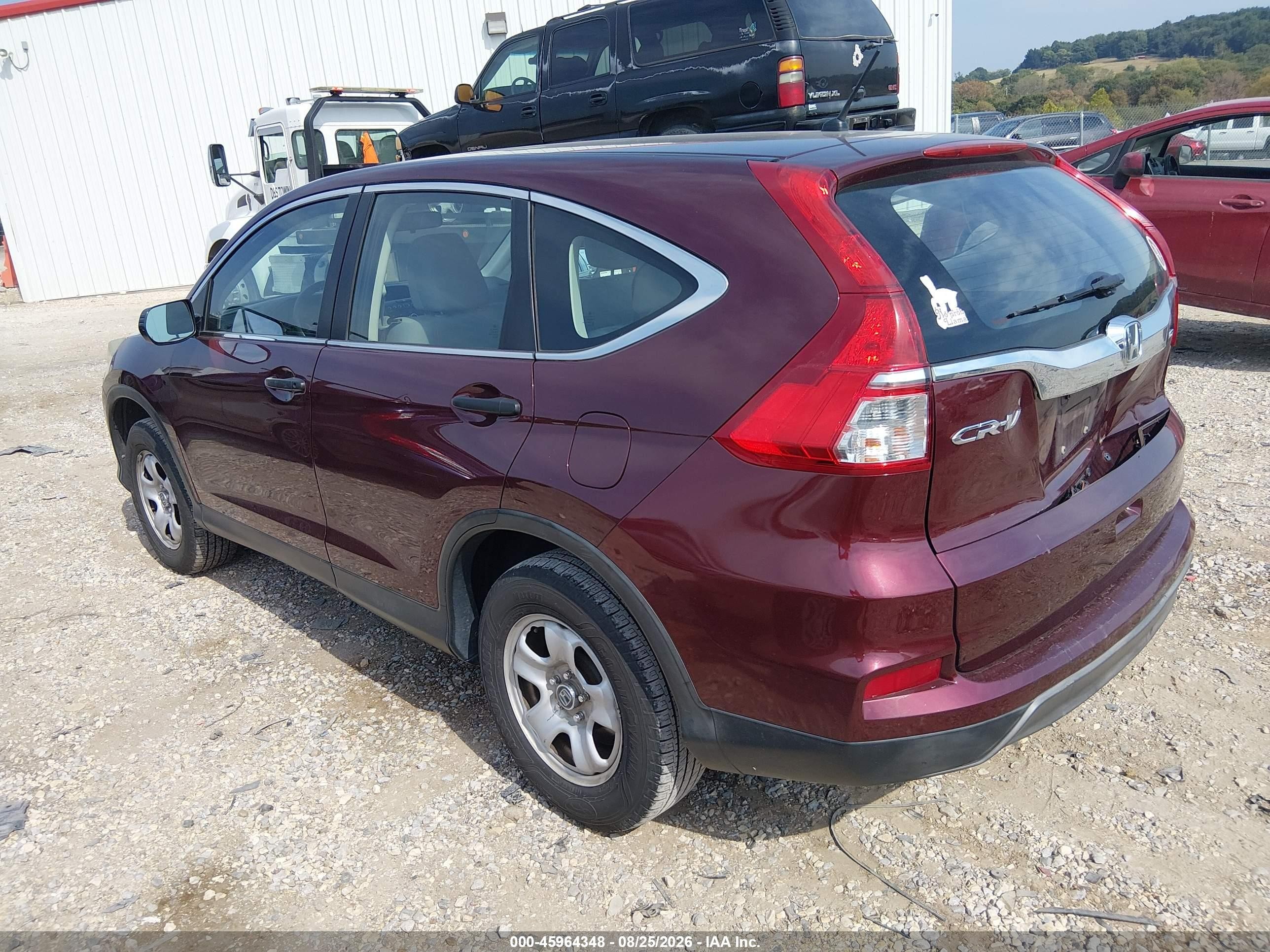 2015 Honda Cr-v Lx Maroon vin: 2HKRM4H37FH642969