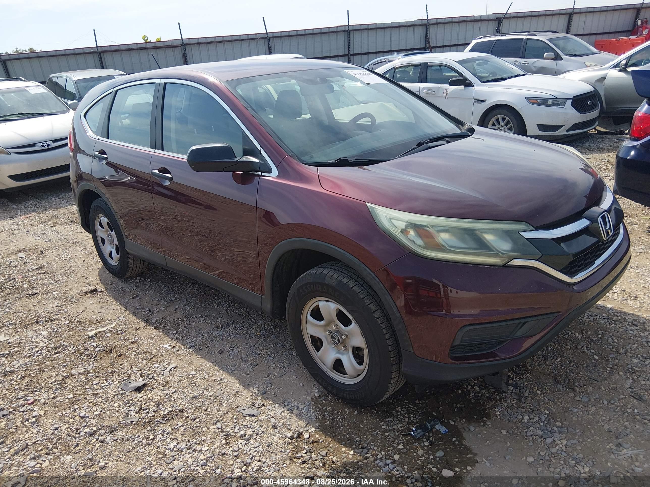2015 Honda Cr-v Lx Maroon vin: 2HKRM4H37FH642969