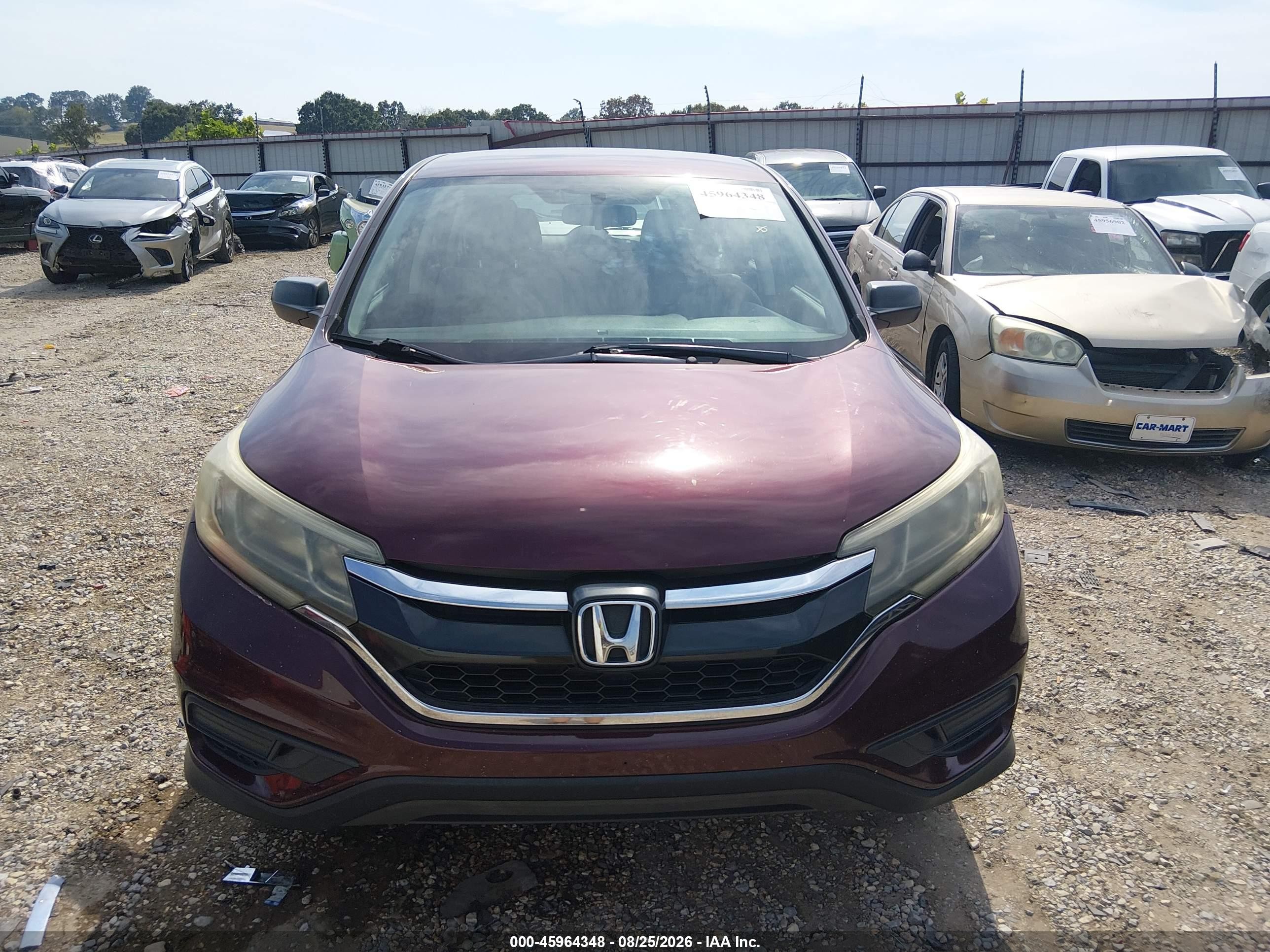 2015 Honda Cr-v Lx Maroon vin: 2HKRM4H37FH642969