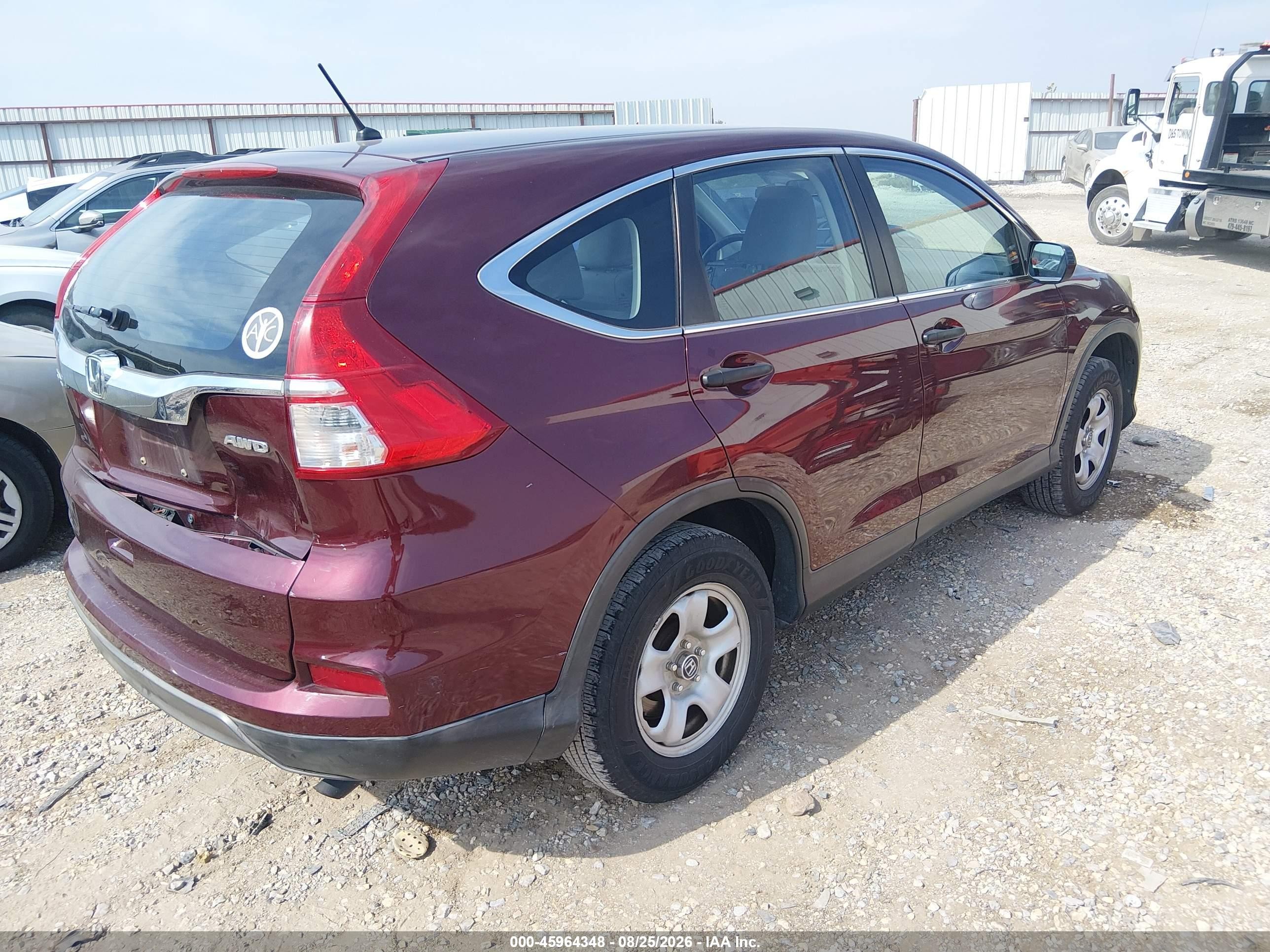 2015 Honda Cr-v Lx Maroon vin: 2HKRM4H37FH642969
