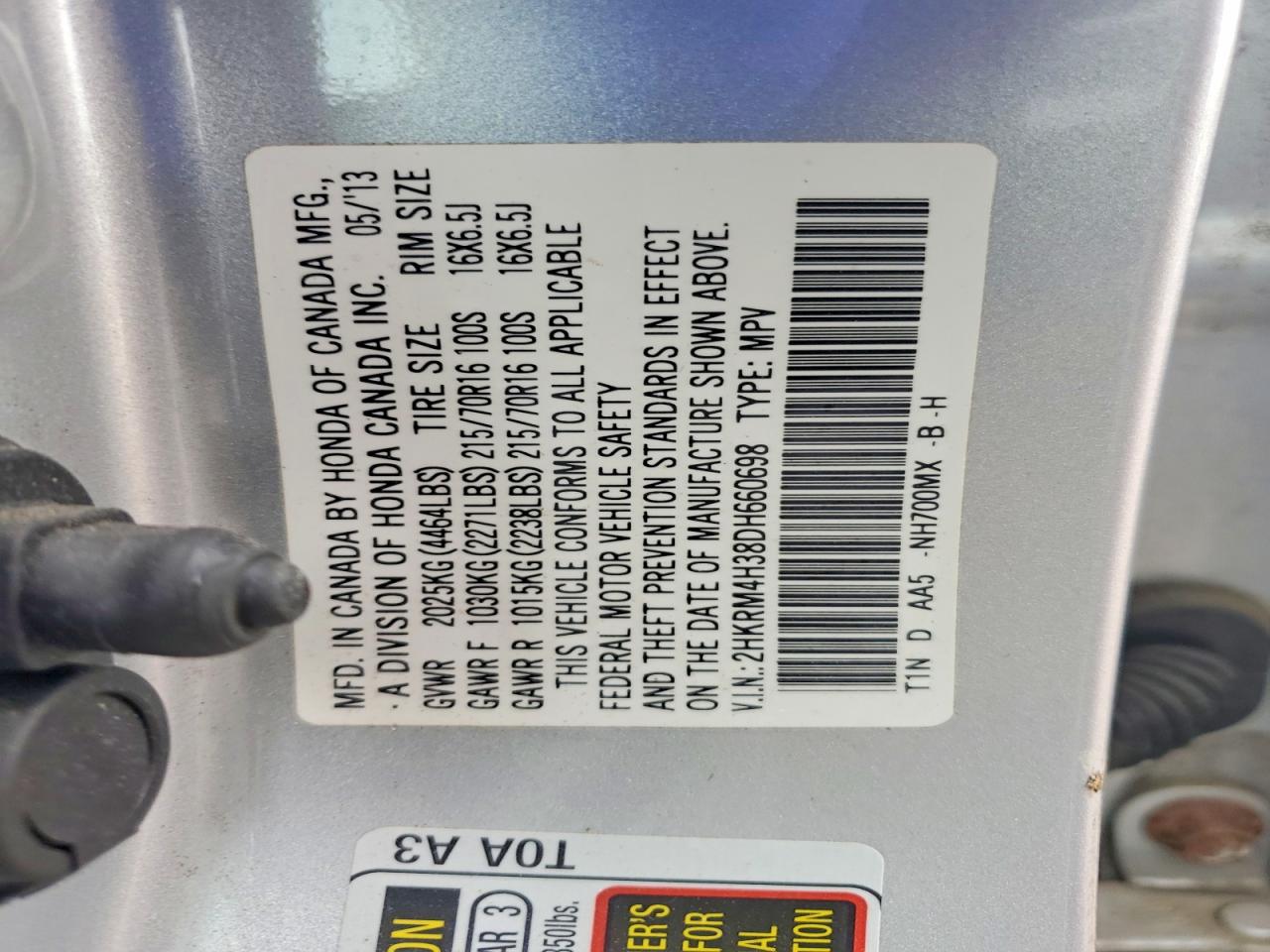 2013 Honda Cr-v Lx Silver vin: 2HKRM4H38DH660698