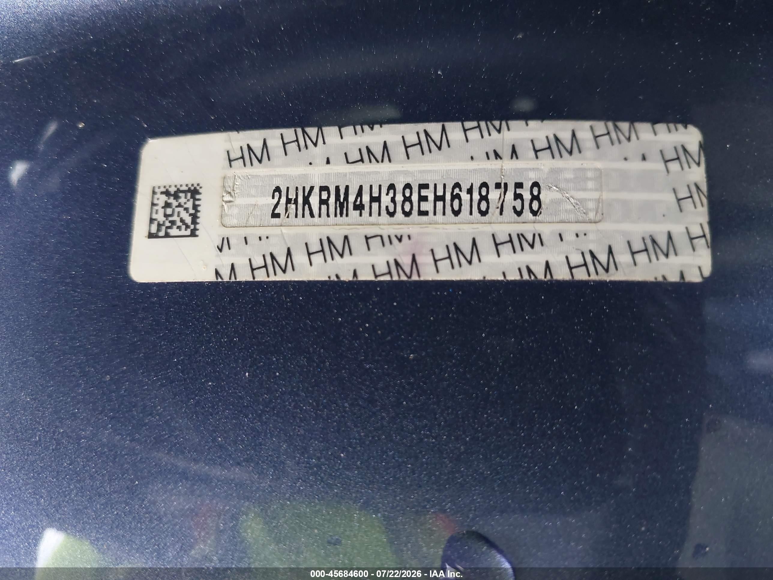 2014 Honda Cr-v Lx Blue vin: 2HKRM4H38EH618758