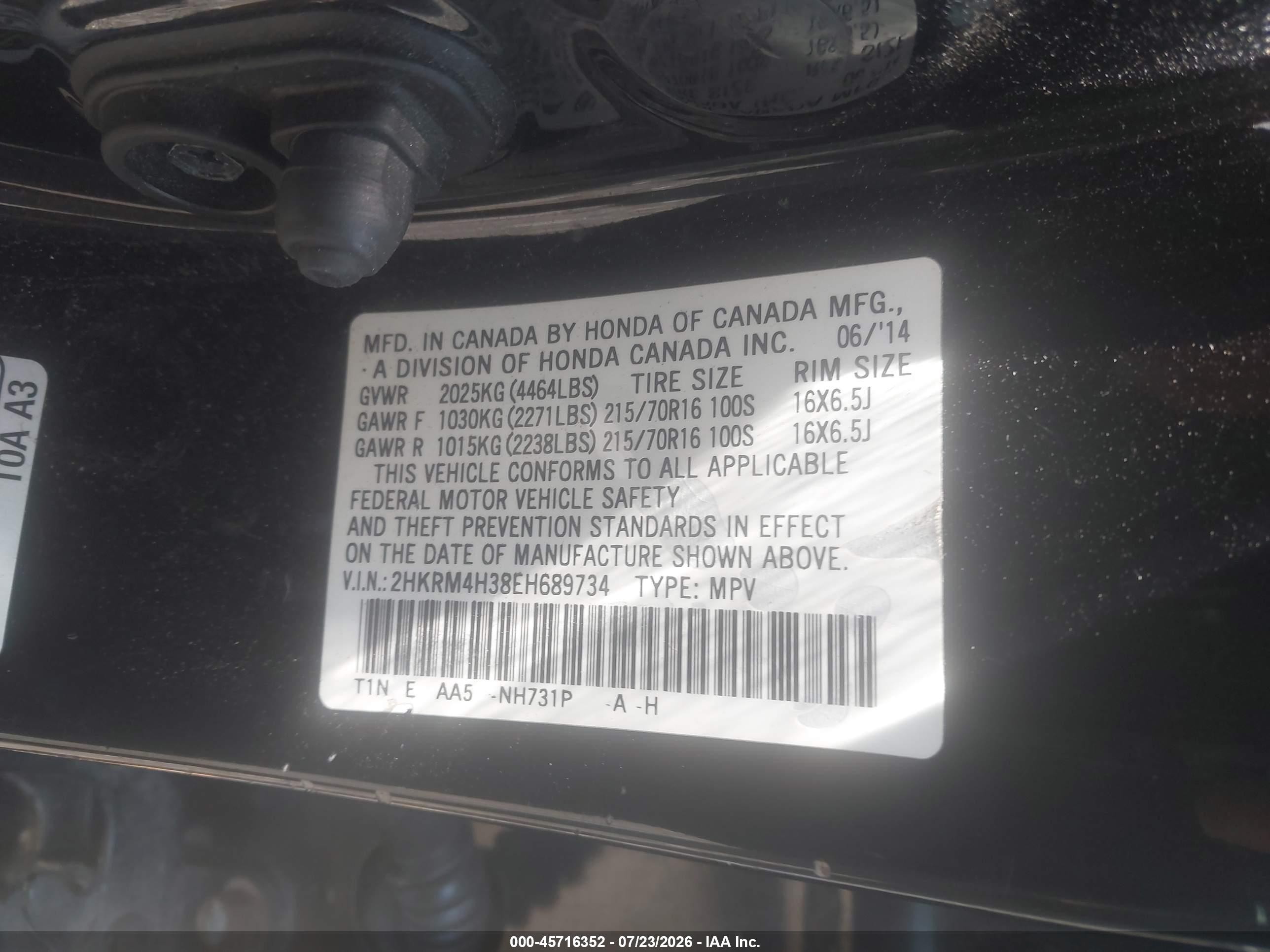 2014 Honda Cr-v Lx Черный vin: 2HKRM4H38EH689734