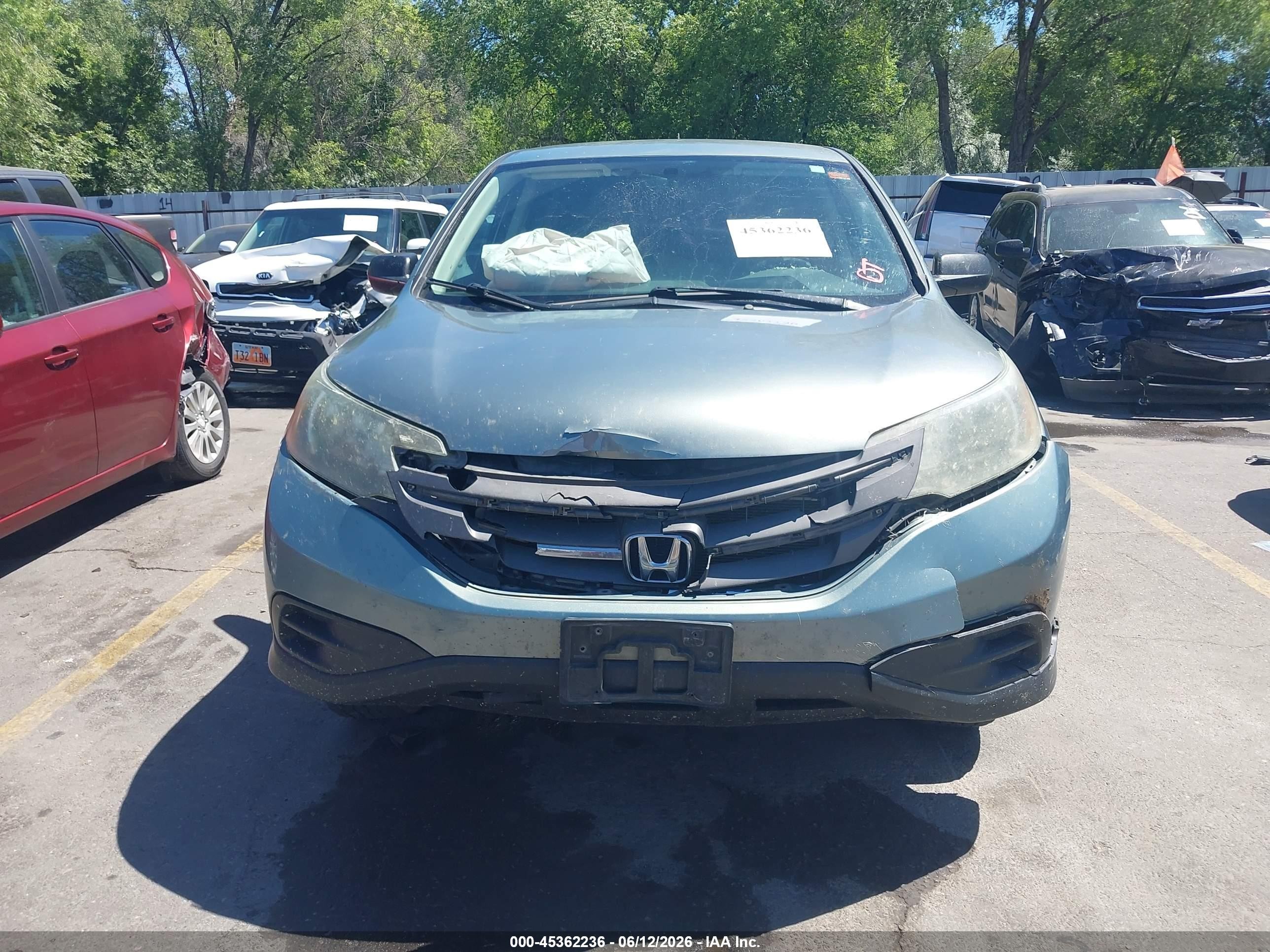 2012 Honda Cr-v Lx Blue vin: 2HKRM4H39CH621035
