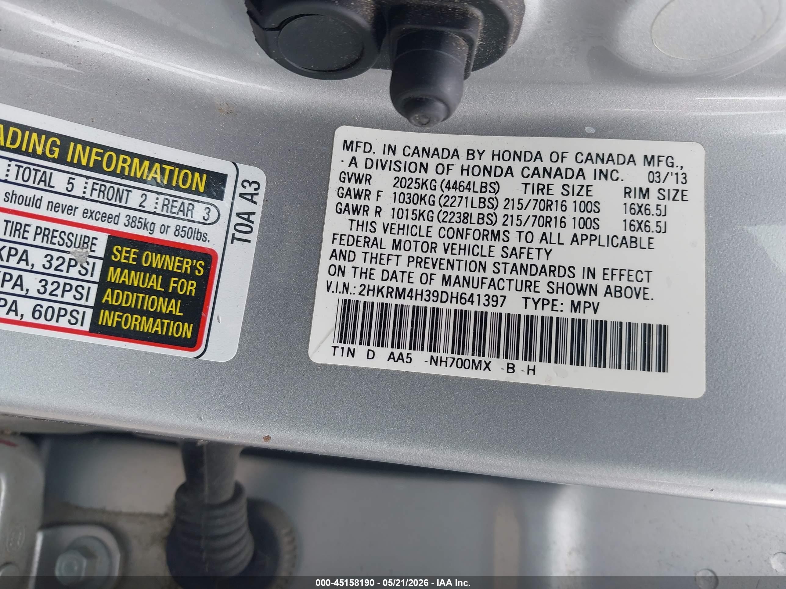 2013 Honda Cr-v Lx Silver vin: 2HKRM4H39DH641397