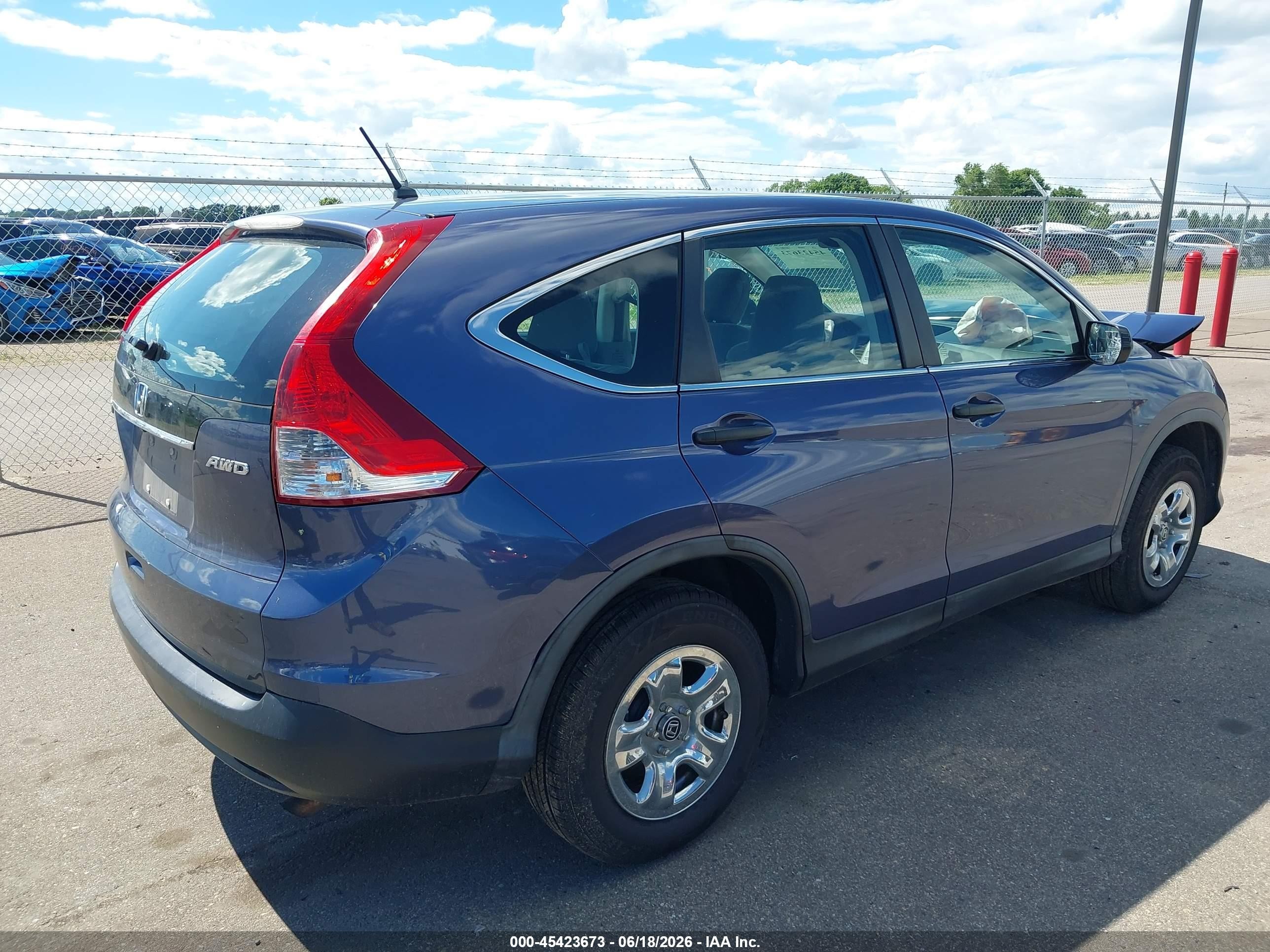 2013 Honda Cr-v Lx Blue vin: 2HKRM4H39DH651394