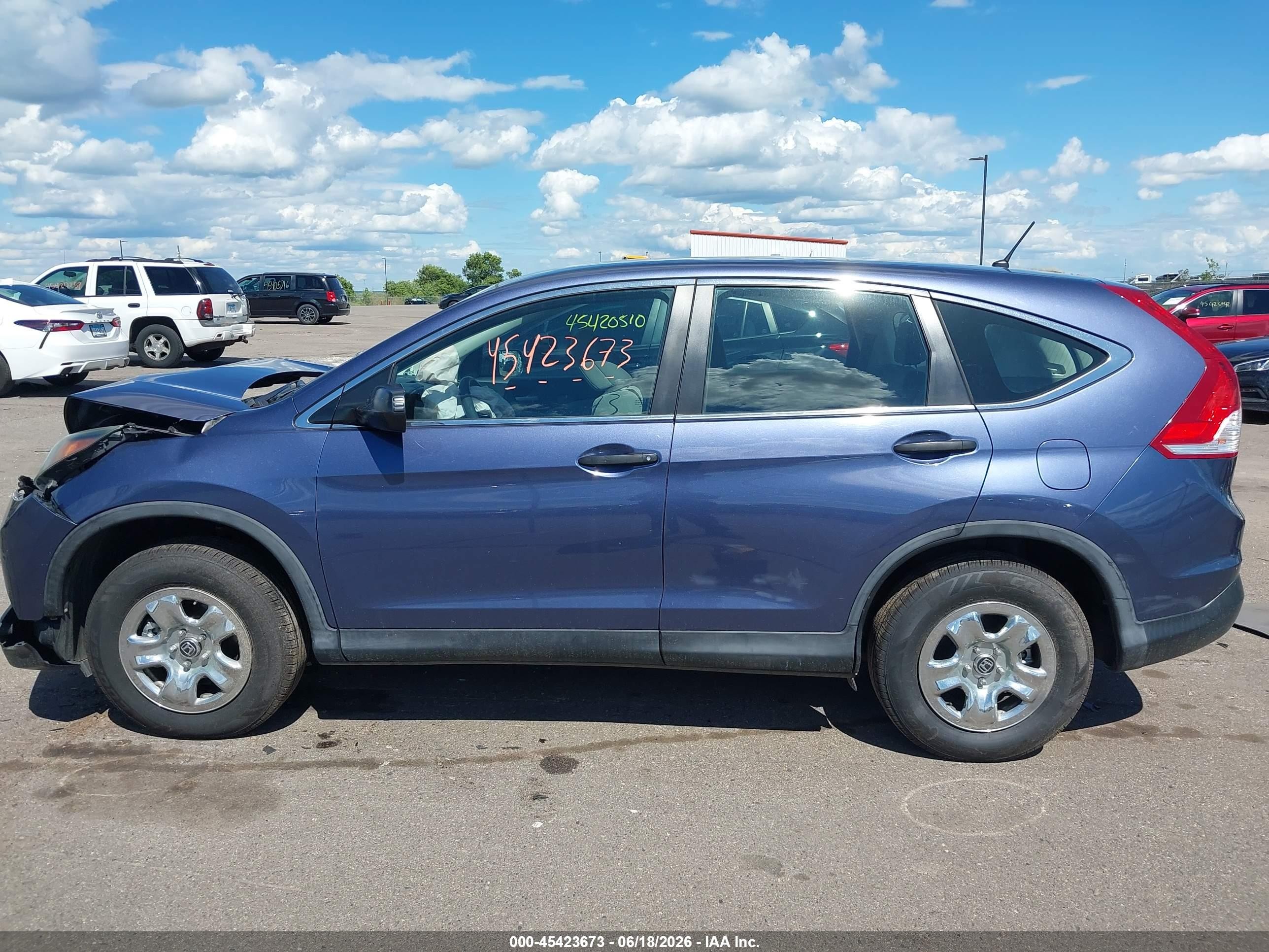 2013 Honda Cr-v Lx Blue vin: 2HKRM4H39DH651394