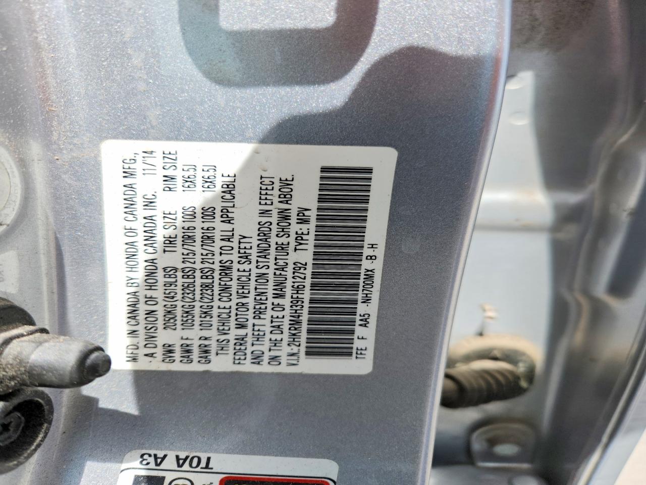 2015 Honda Cr-v Lx Silver vin: 2HKRM4H39FH612792