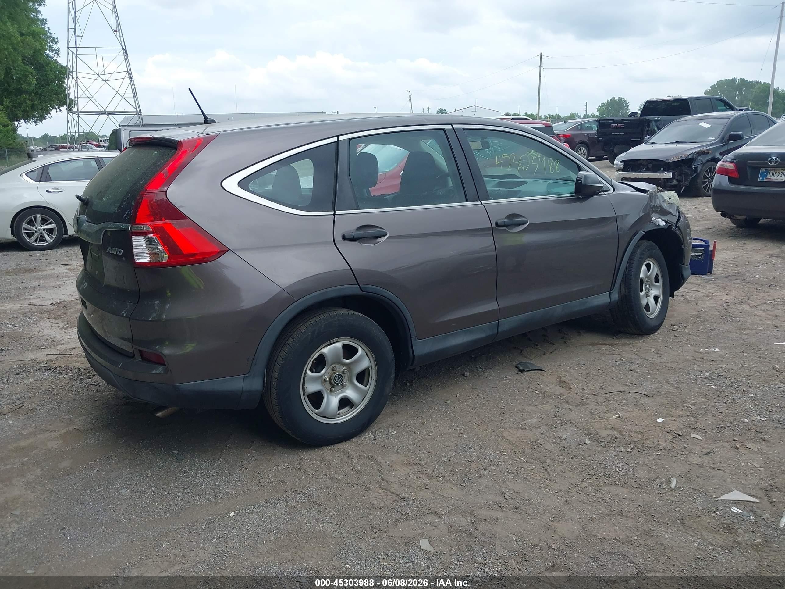 2015 Honda Cr-v Lx Gray vin: 2HKRM4H39FH698279