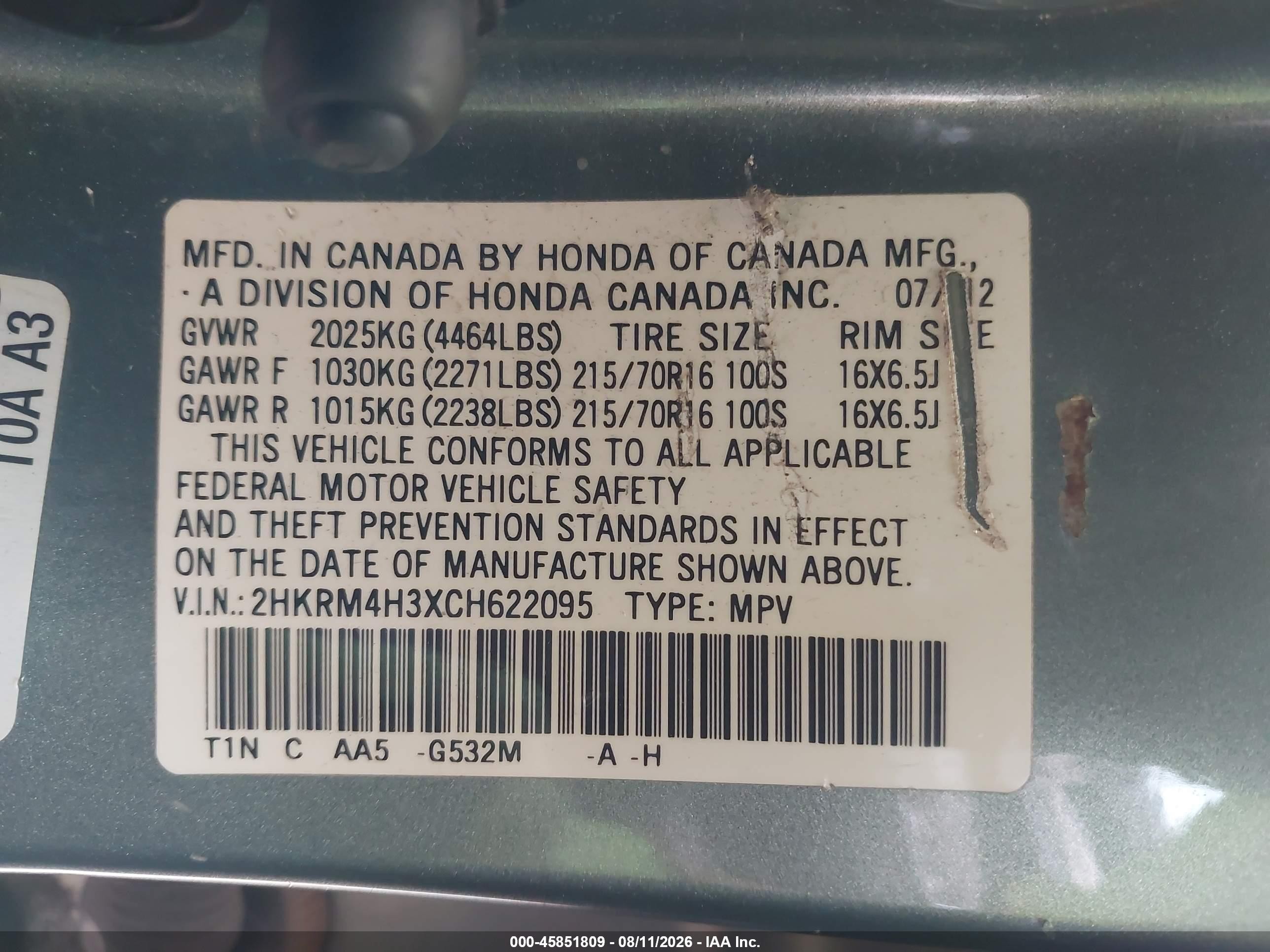 2012 Honda Cr-v Lx Gray vin: 2HKRM4H3XCH622095