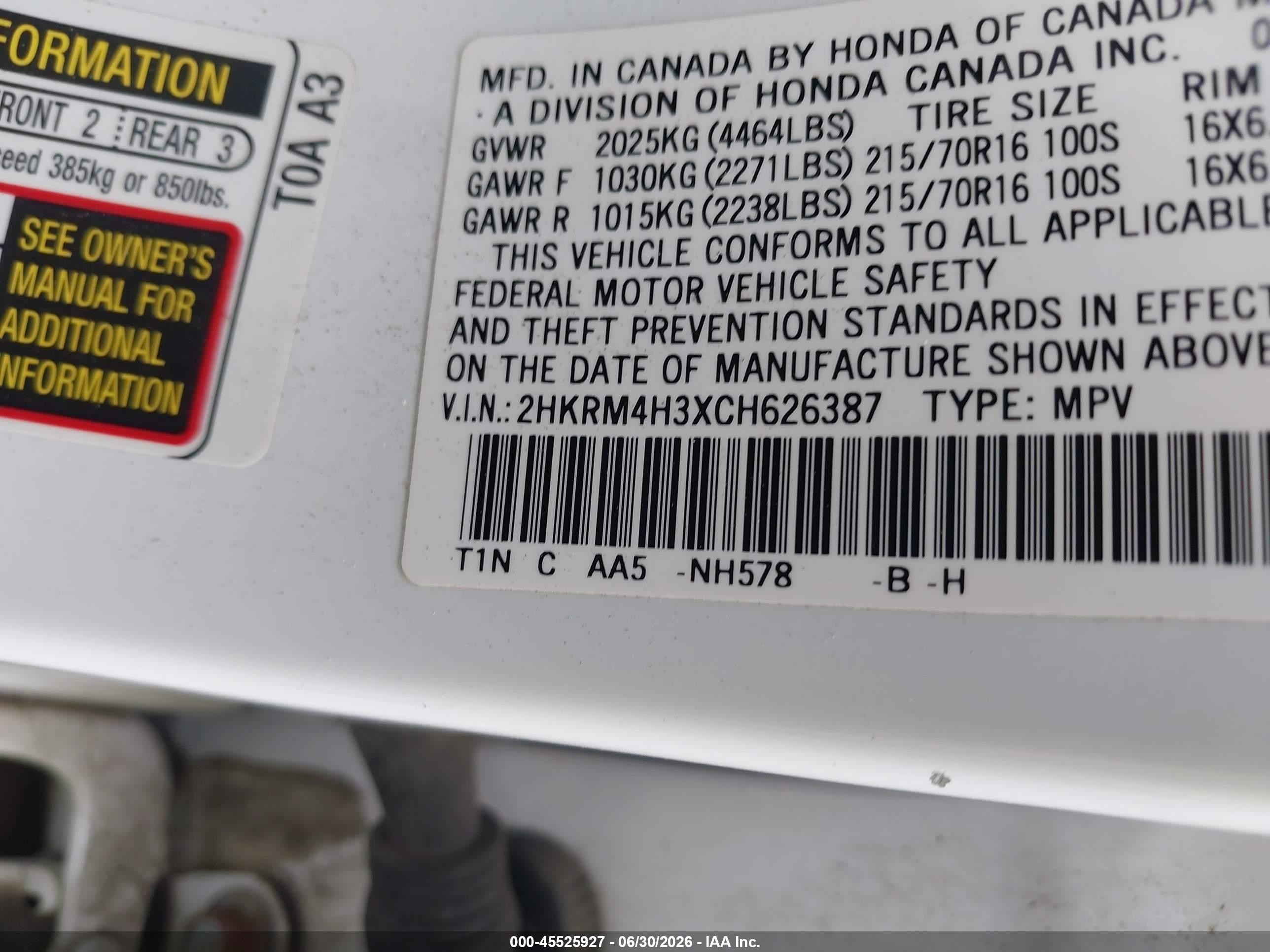 2012 Honda Cr-v Lx White vin: 2HKRM4H3XCH626387