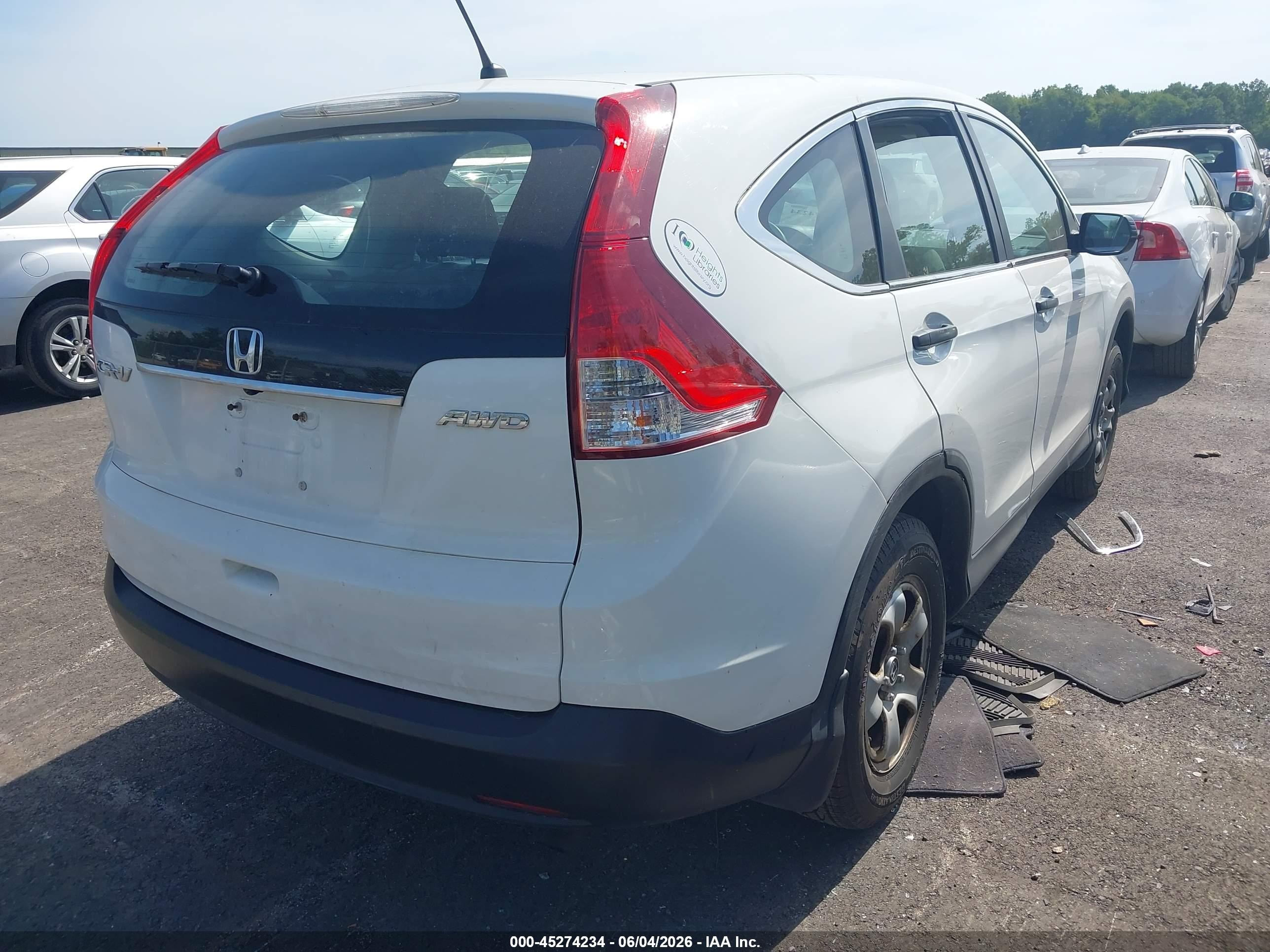 2012 Honda Cr-v Lx White vin: 2HKRM4H3XCH634814