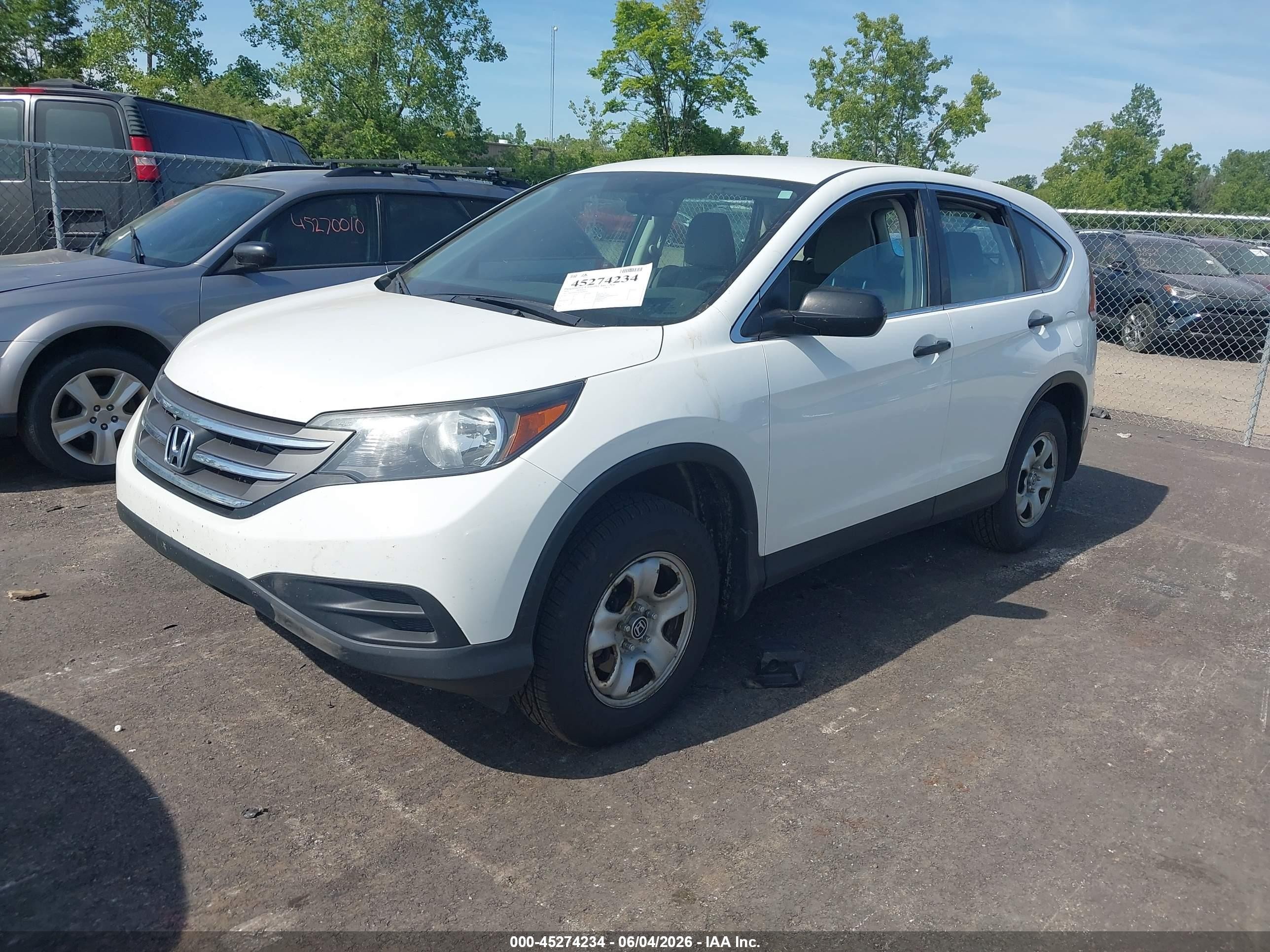2012 Honda Cr-v Lx White vin: 2HKRM4H3XCH634814
