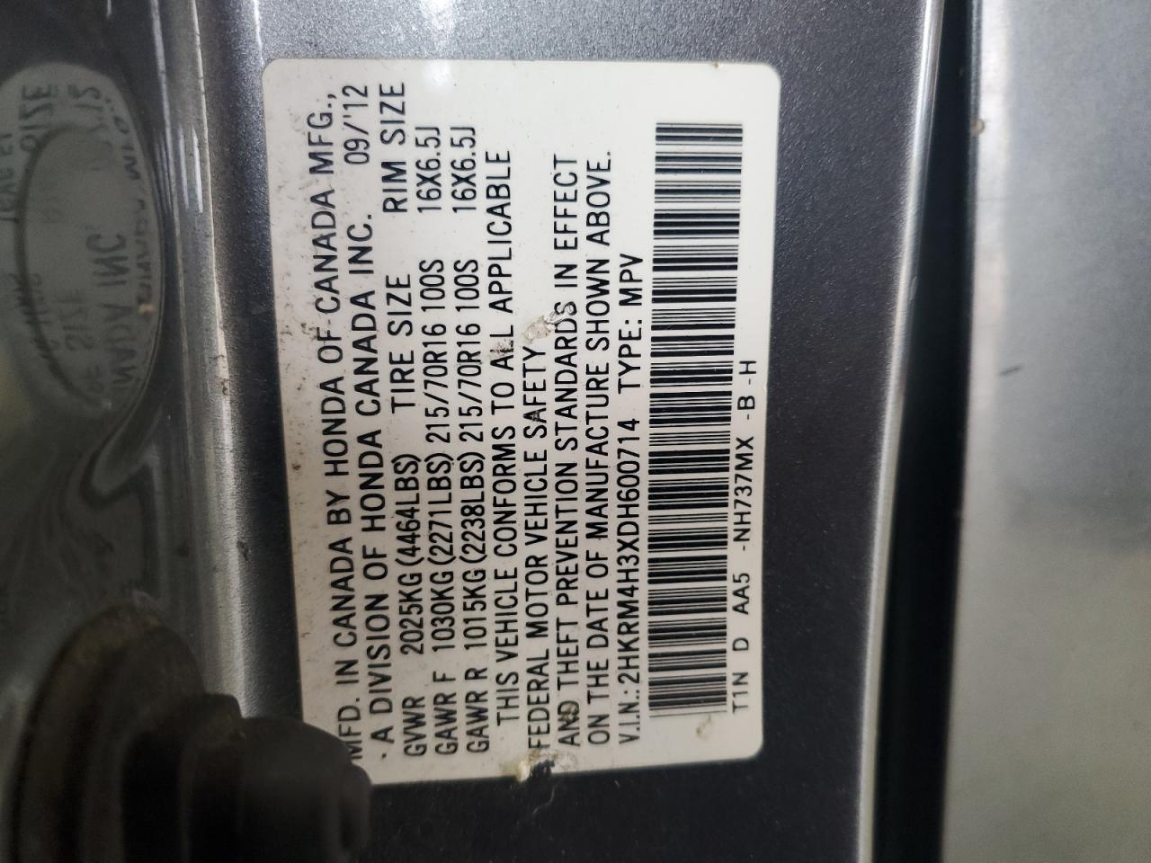 2013 Honda Cr-v Lx Gray vin: 2HKRM4H3XDH600714