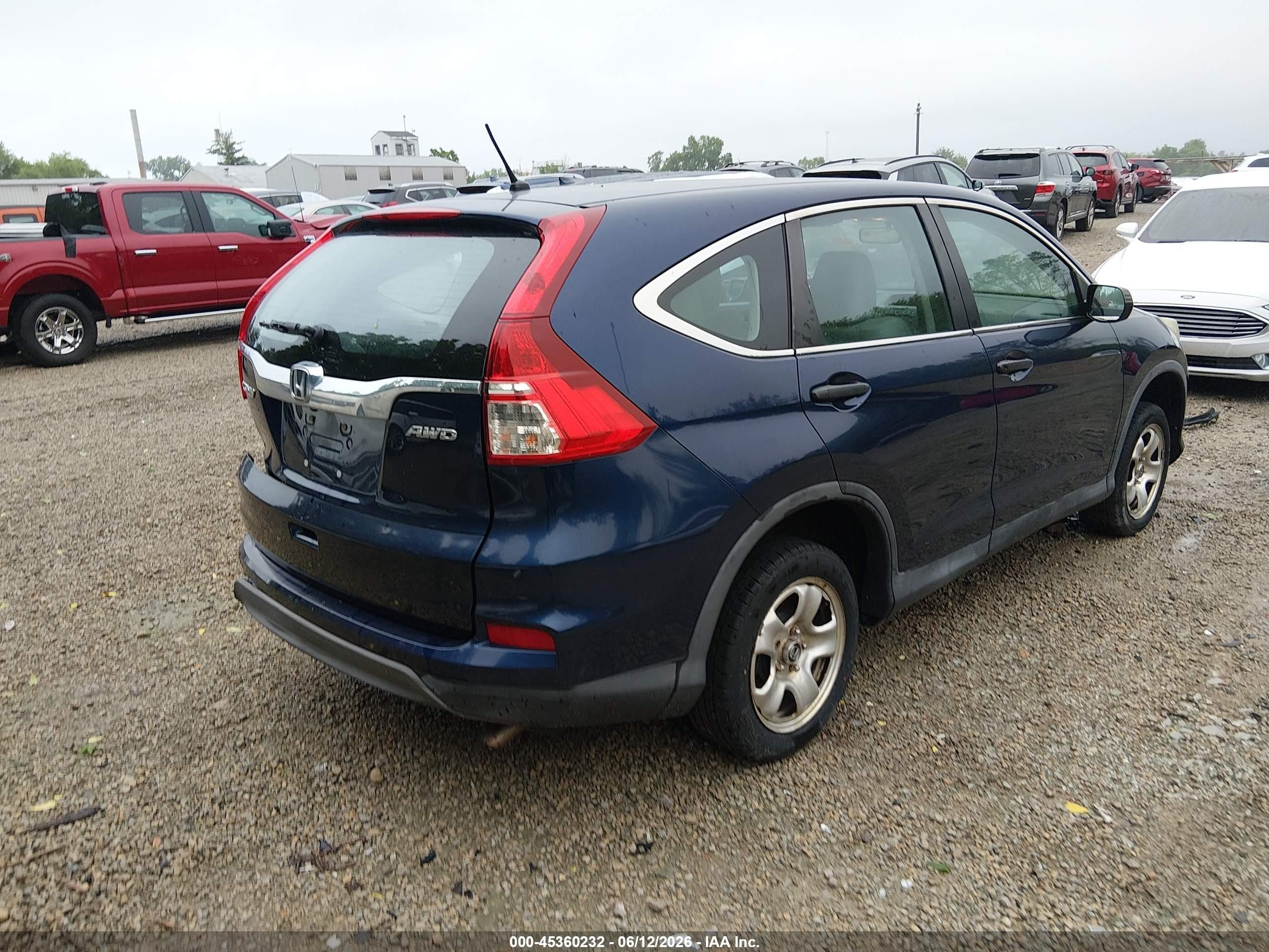 2015 Honda Cr-v Lx Blue vin: 2HKRM4H3XFH628760
