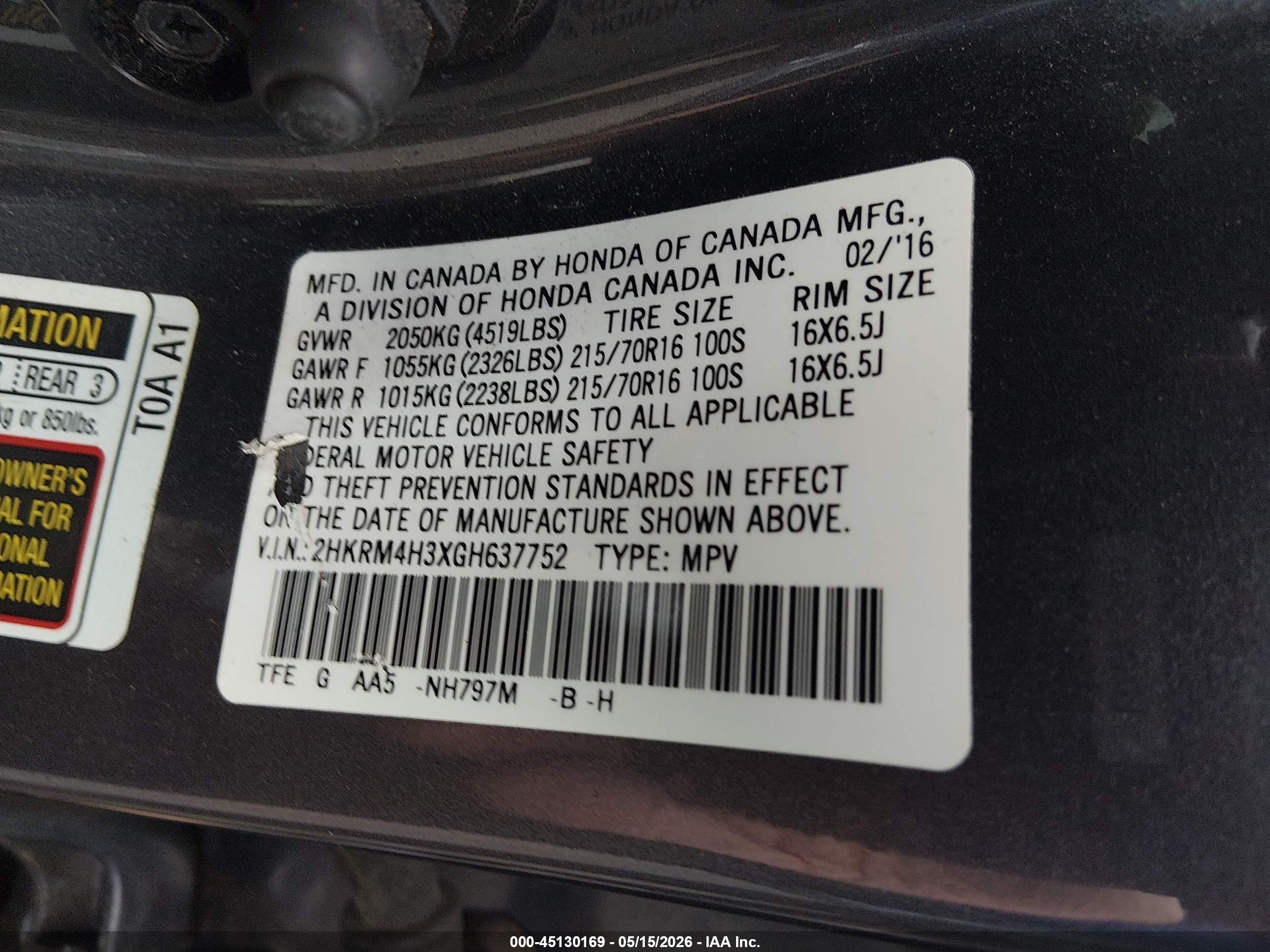 2016 Honda Cr-v Lx Gray vin: 2HKRM4H3XGH637752