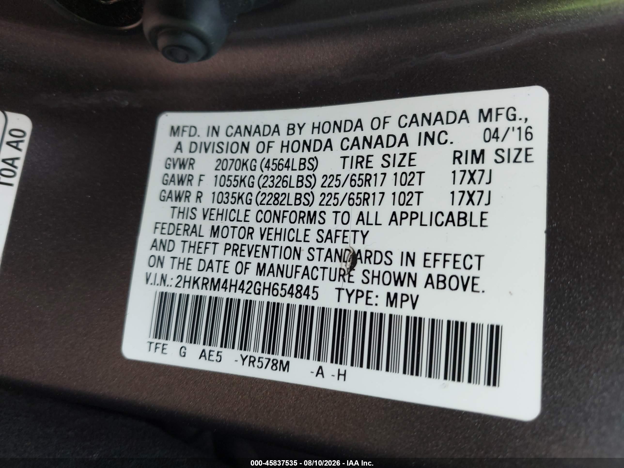 2016 Honda Cr-v Se Gray vin: 2HKRM4H42GH654845