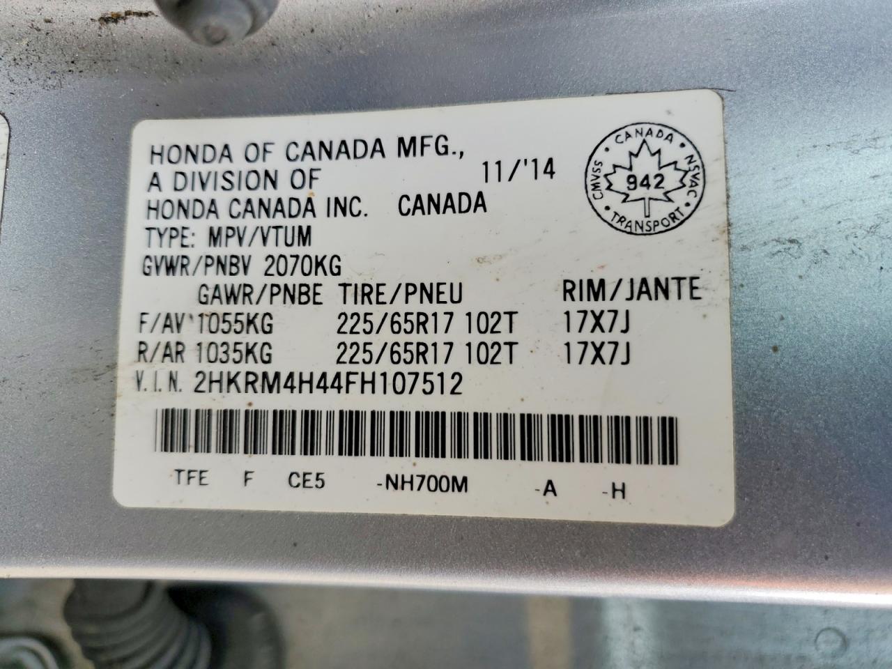2015 Honda Cr-v Se Silver vin: 2HKRM4H44FH107512