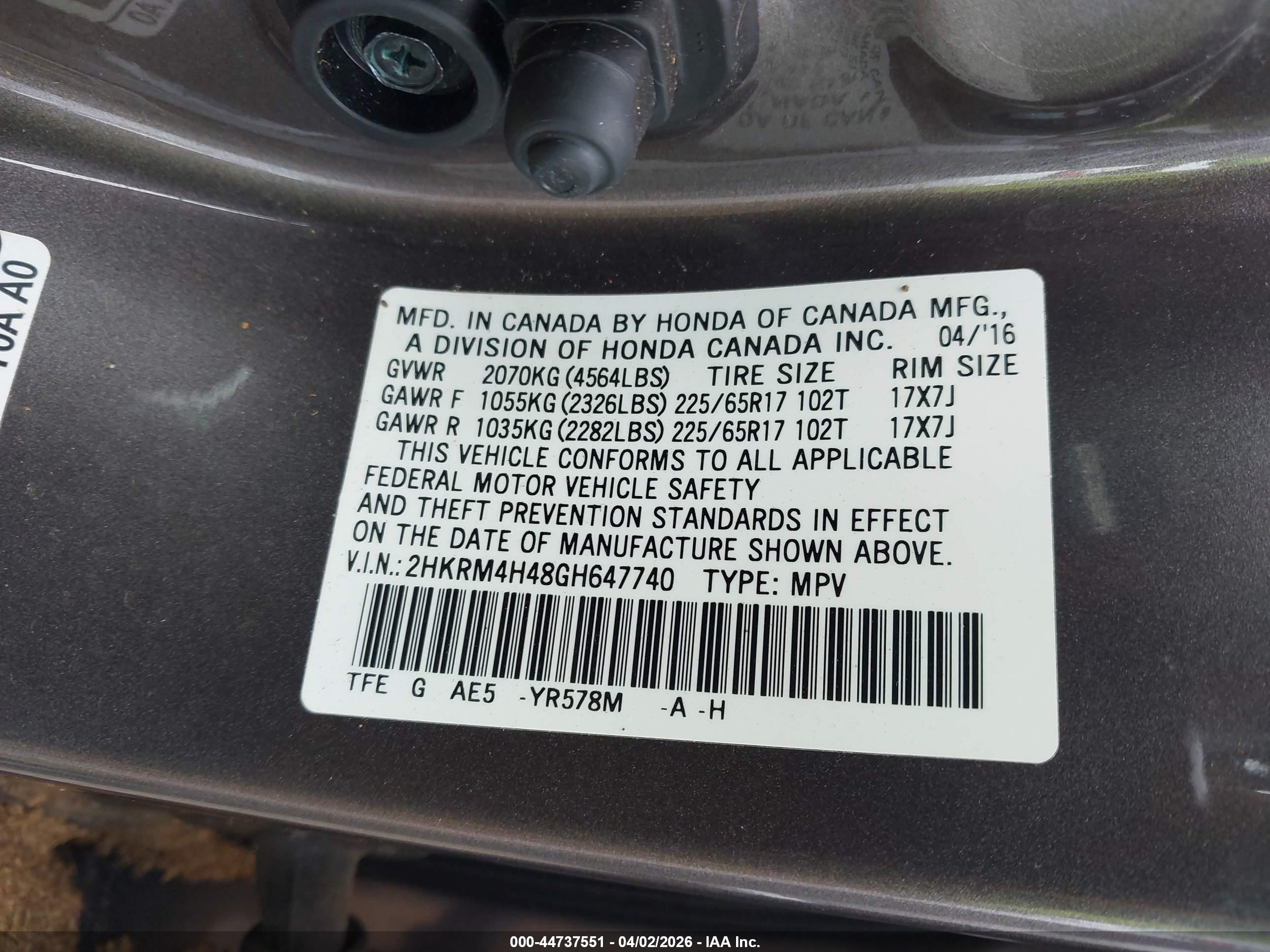 2016 Honda Cr-v Se Серый vin: 2HKRM4H48GH647740