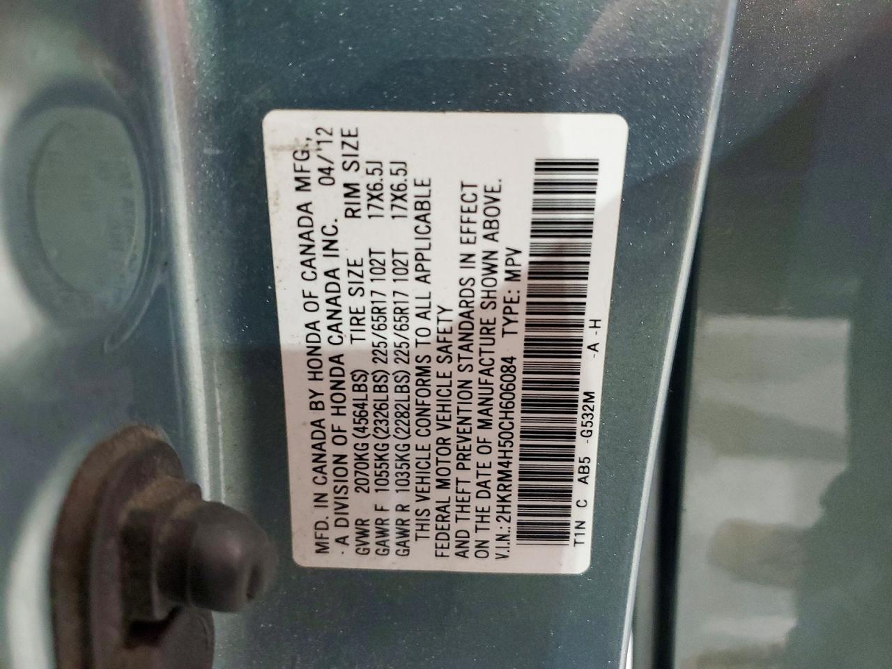 2012 Honda Cr-v Ex Teal vin: 2HKRM4H50CH606084