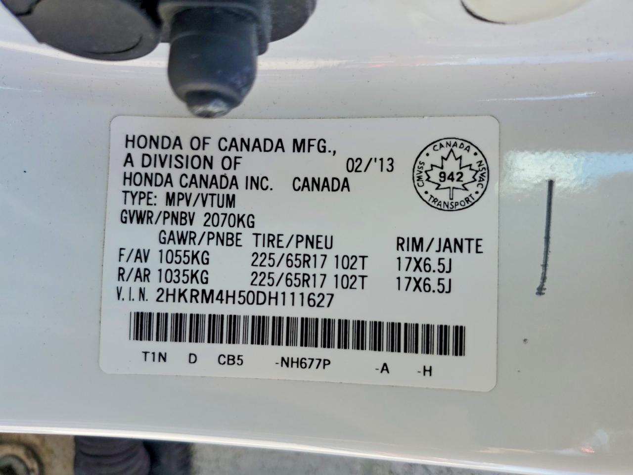 2013 Honda Cr-v Ex White vin: 2HKRM4H50DH111627