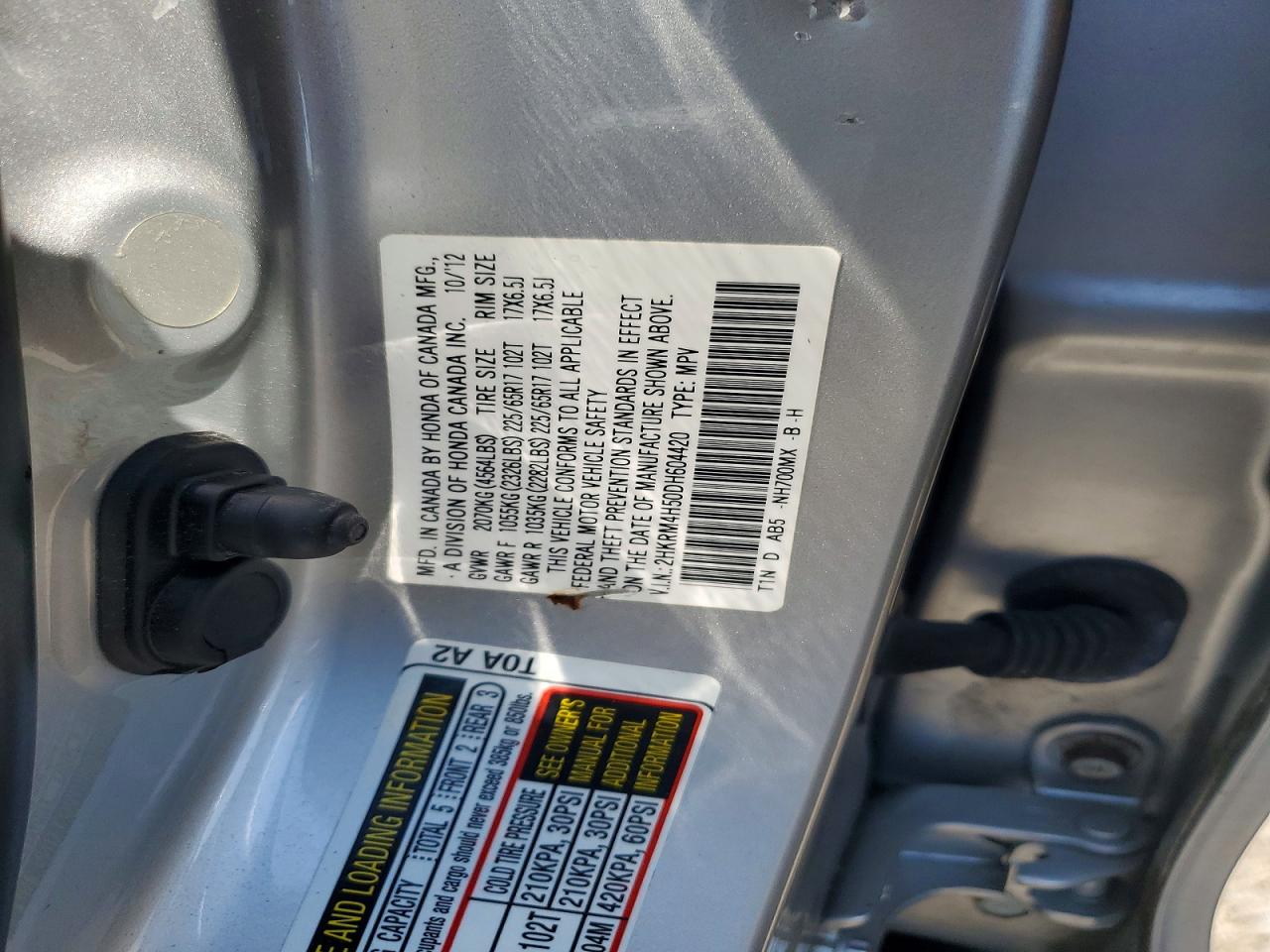 2013 Honda Cr-v Ex Silver vin: 2HKRM4H50DH604420