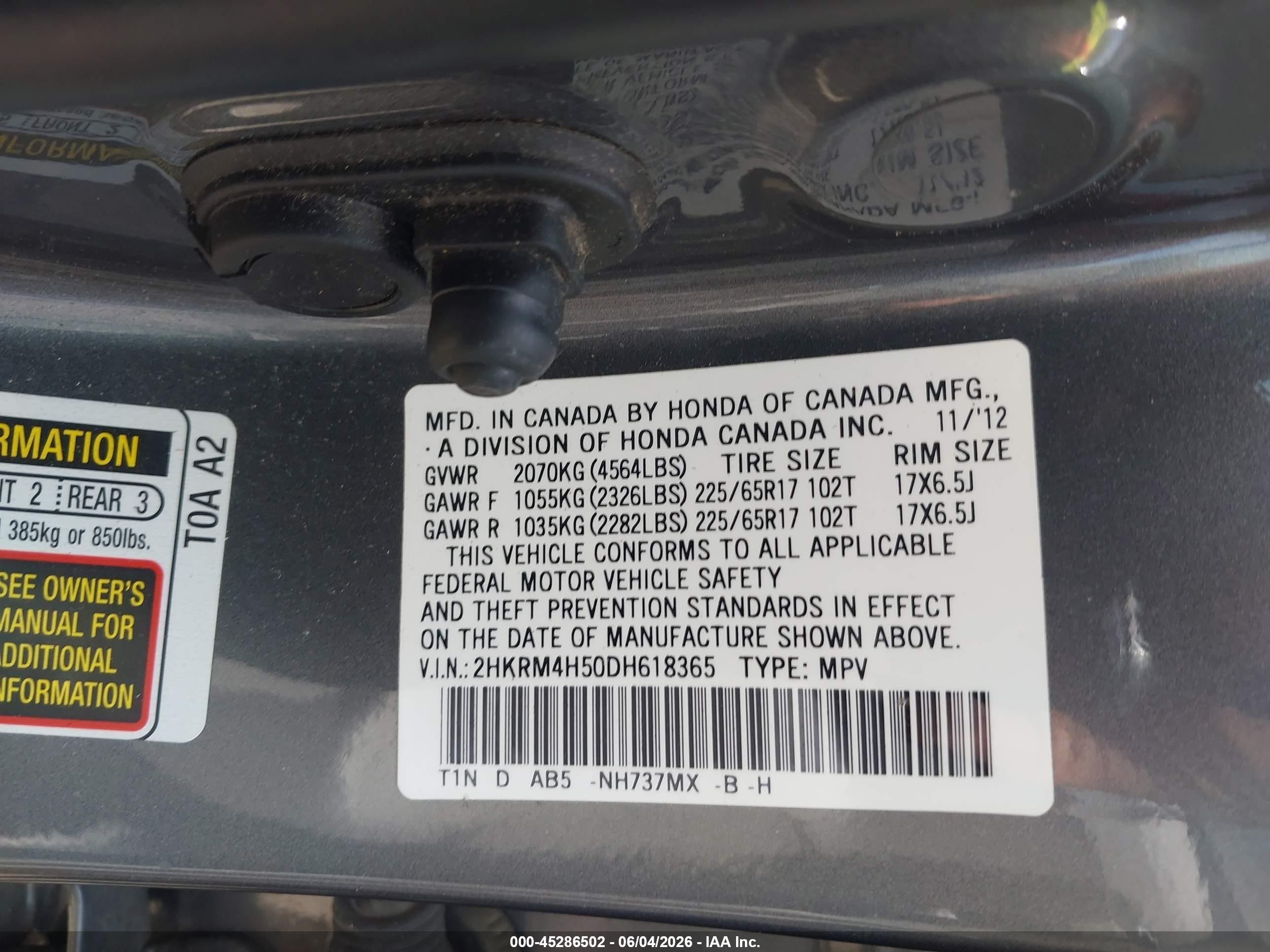 2013 Honda Cr-v Ex Gray vin: 2HKRM4H50DH618365