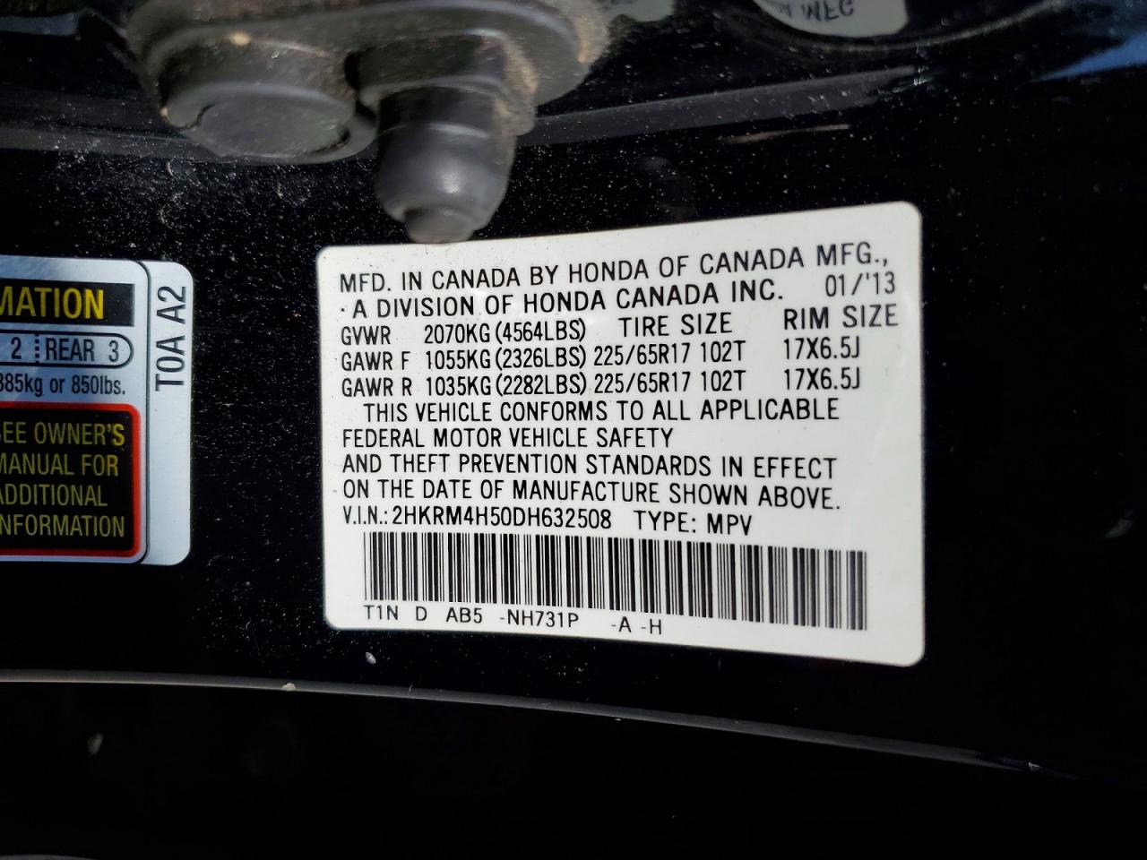 2013 Honda Cr-v Ex Black vin: 2HKRM4H50DH632508