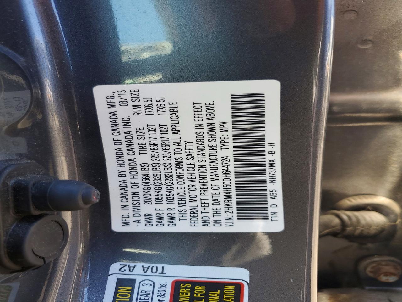 2013 Honda Cr-v Ex Gray vin: 2HKRM4H50DH644724
