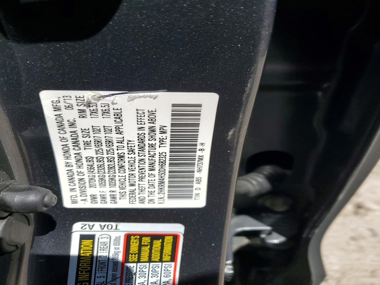 2013 Honda Cr-v Ex Gray vin: 2HKRM4H50DH682325
