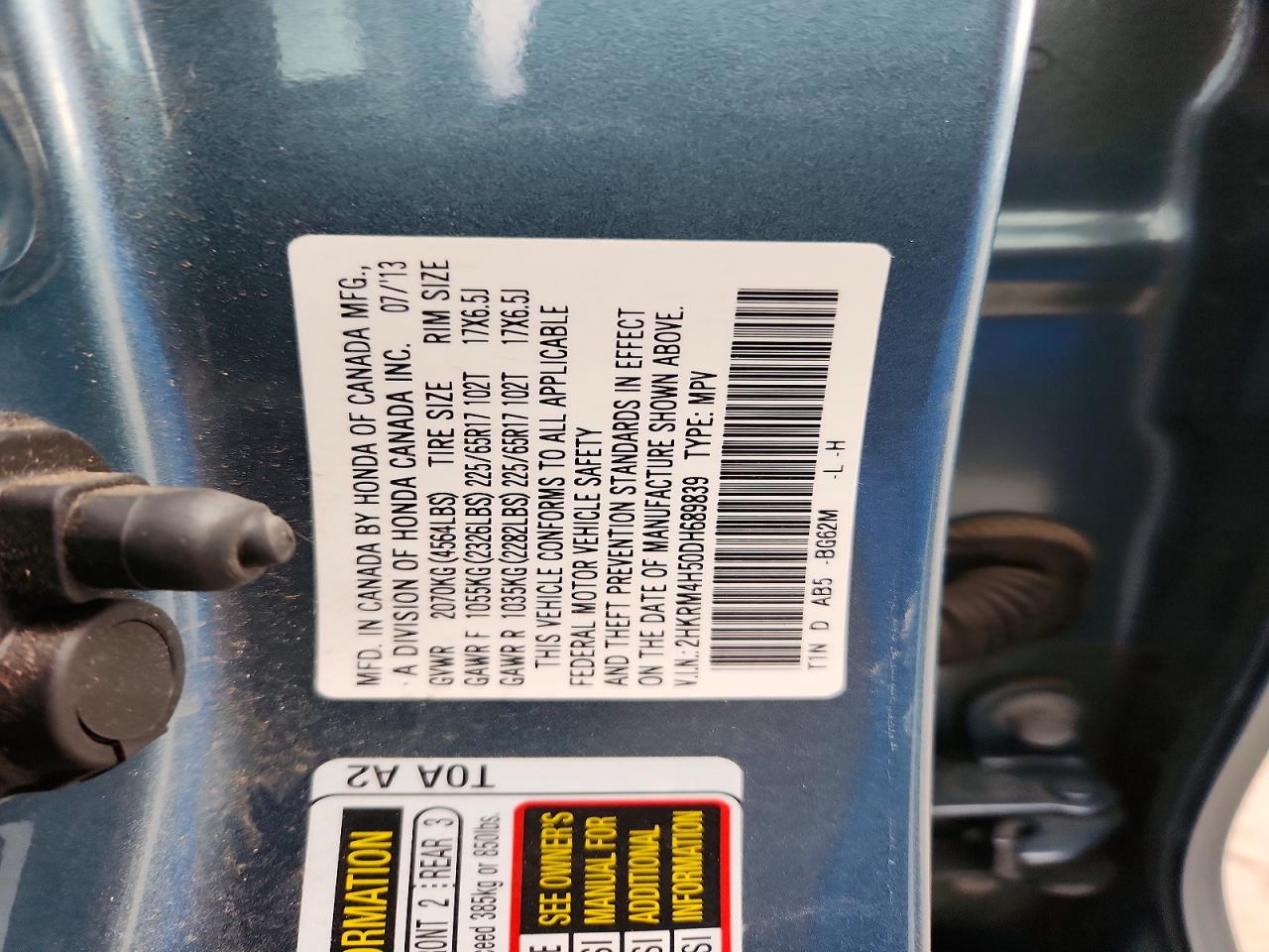 2013 Honda Cr-v Ex Teal vin: 2HKRM4H50DH689839
