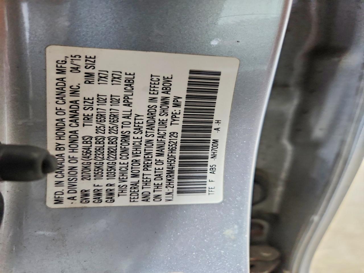 2015 Honda Cr-v Ex Silver vin: 2HKRM4H50FH652129