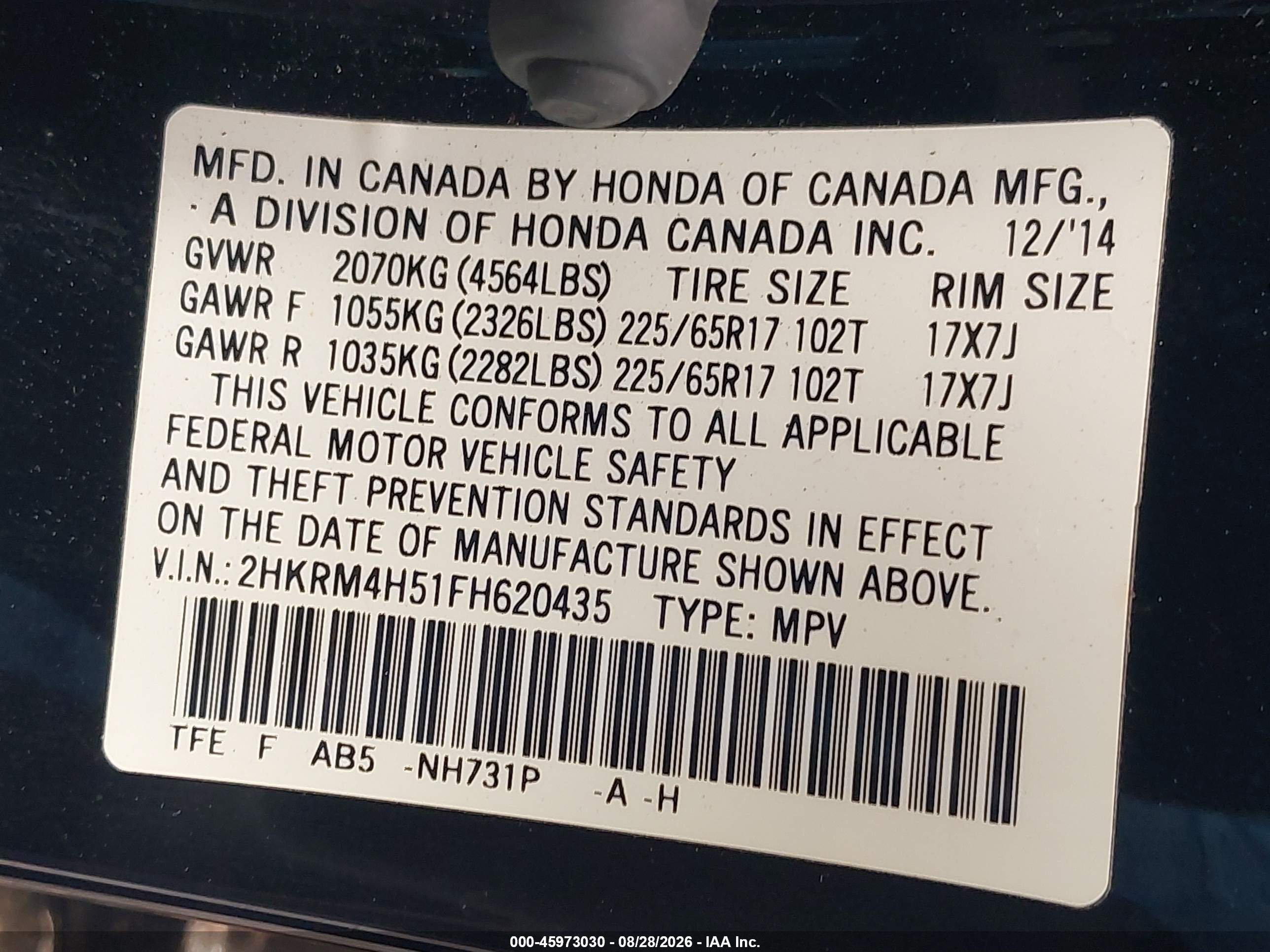 2015 Honda Cr-v Ex Black vin: 2HKRM4H51FH620435
