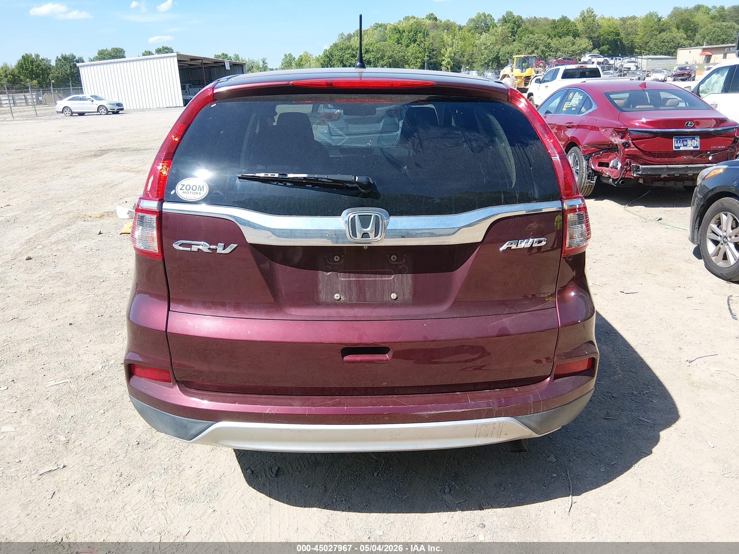 2015 Honda Cr-v Ex Темно-бордовый vin: 2HKRM4H51FH642242