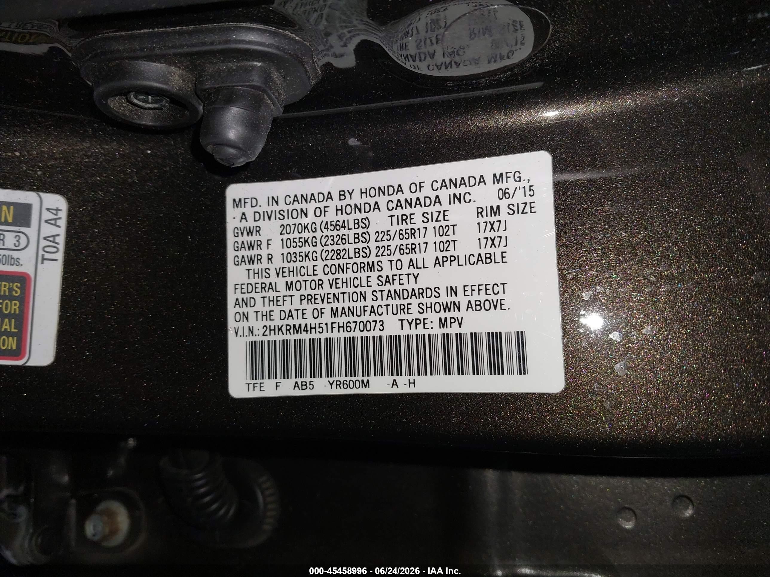 2015 Honda Cr-v Ex Black vin: 2HKRM4H51FH670073