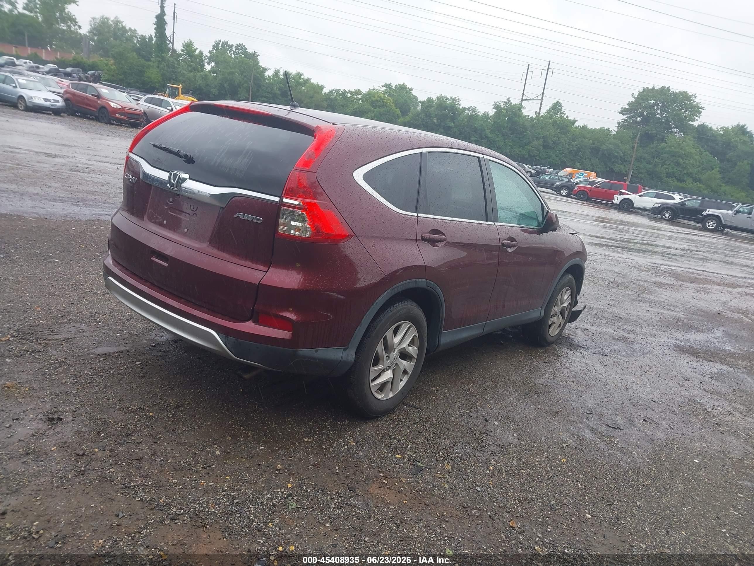 2015 Honda Cr-v Ex Burgundy vin: 2HKRM4H51FH683356