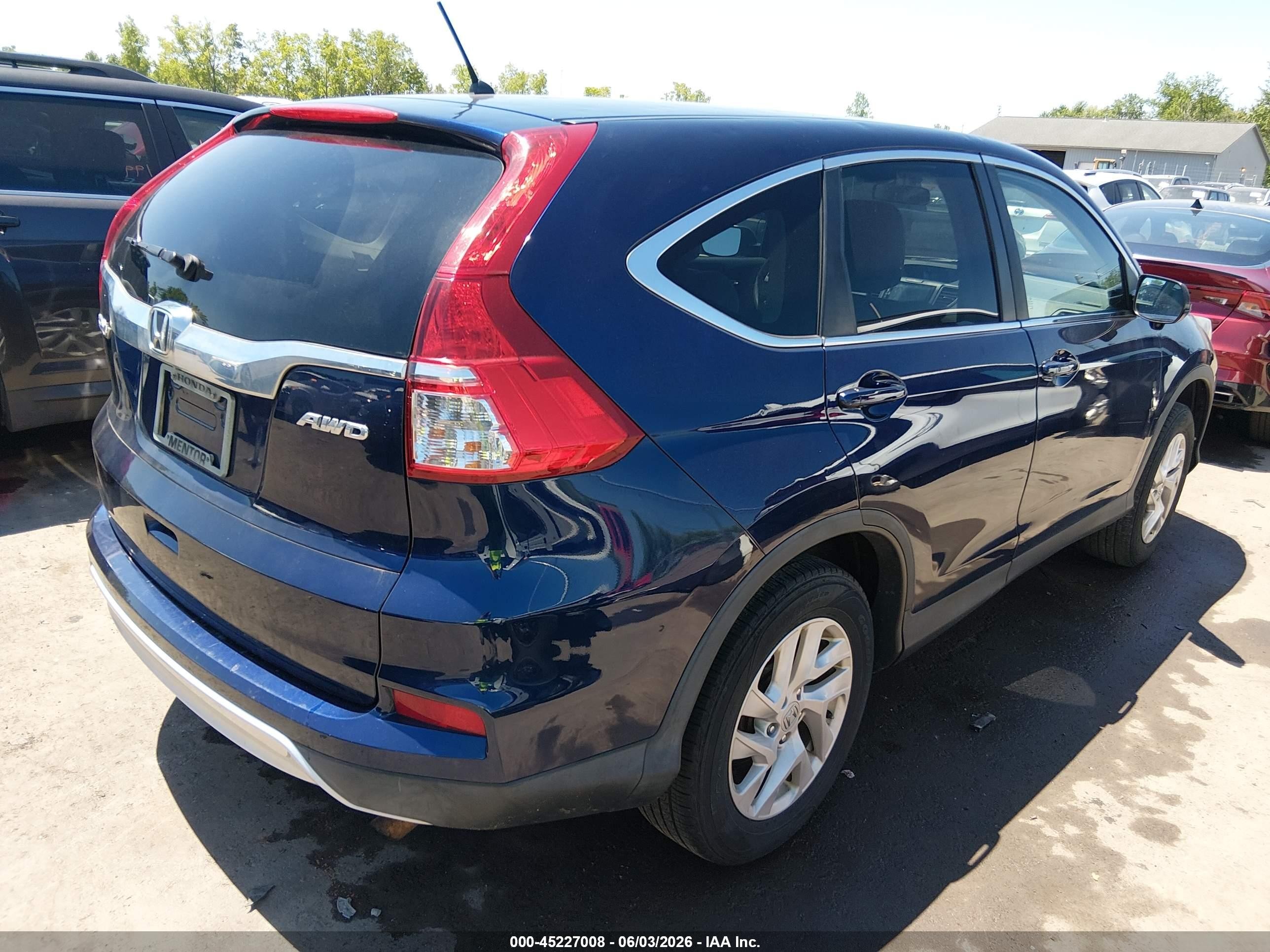 2015 Honda Cr-v Ex Blue vin: 2HKRM4H51FH685642