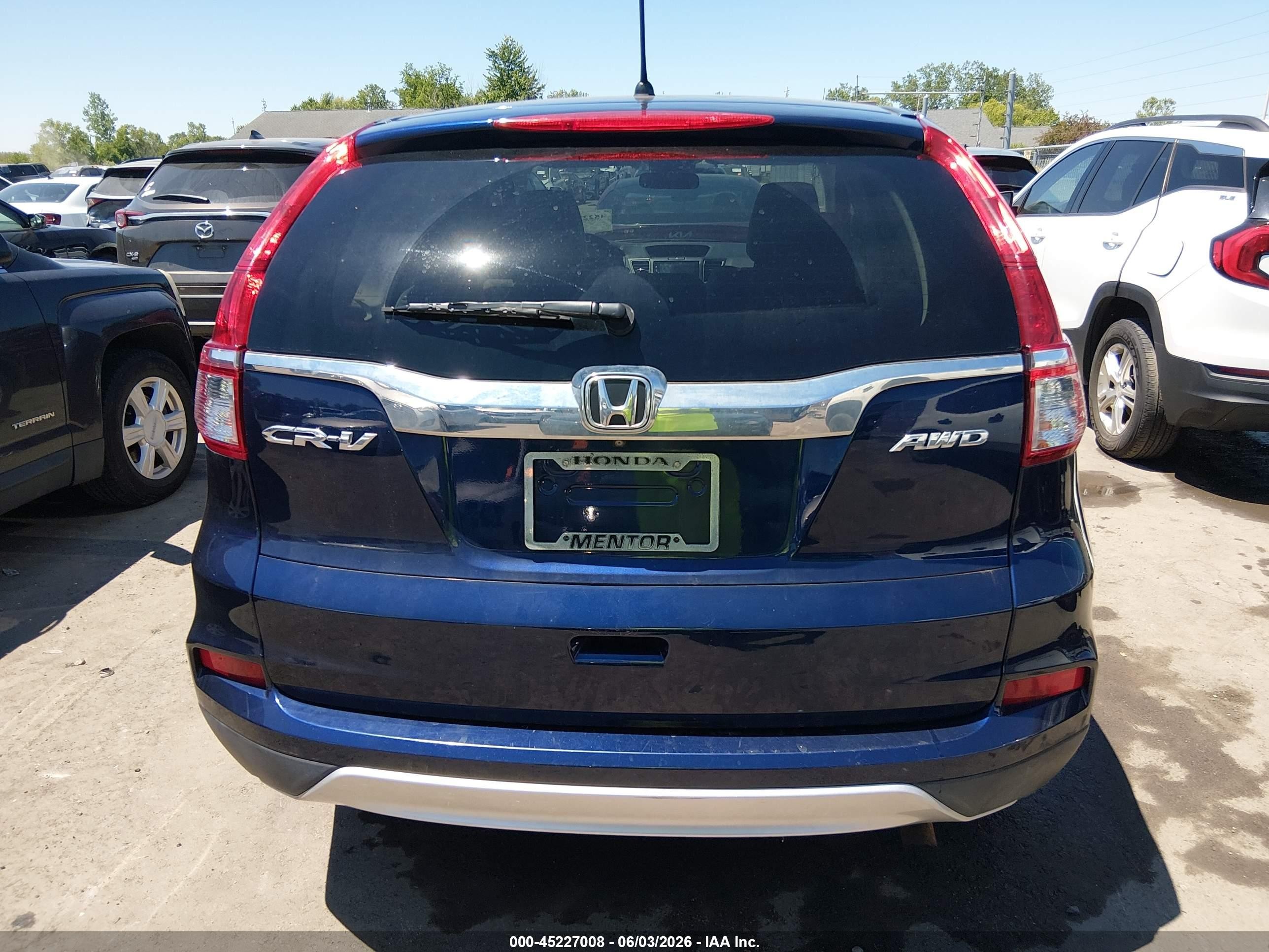 2015 Honda Cr-v Ex Blue vin: 2HKRM4H51FH685642