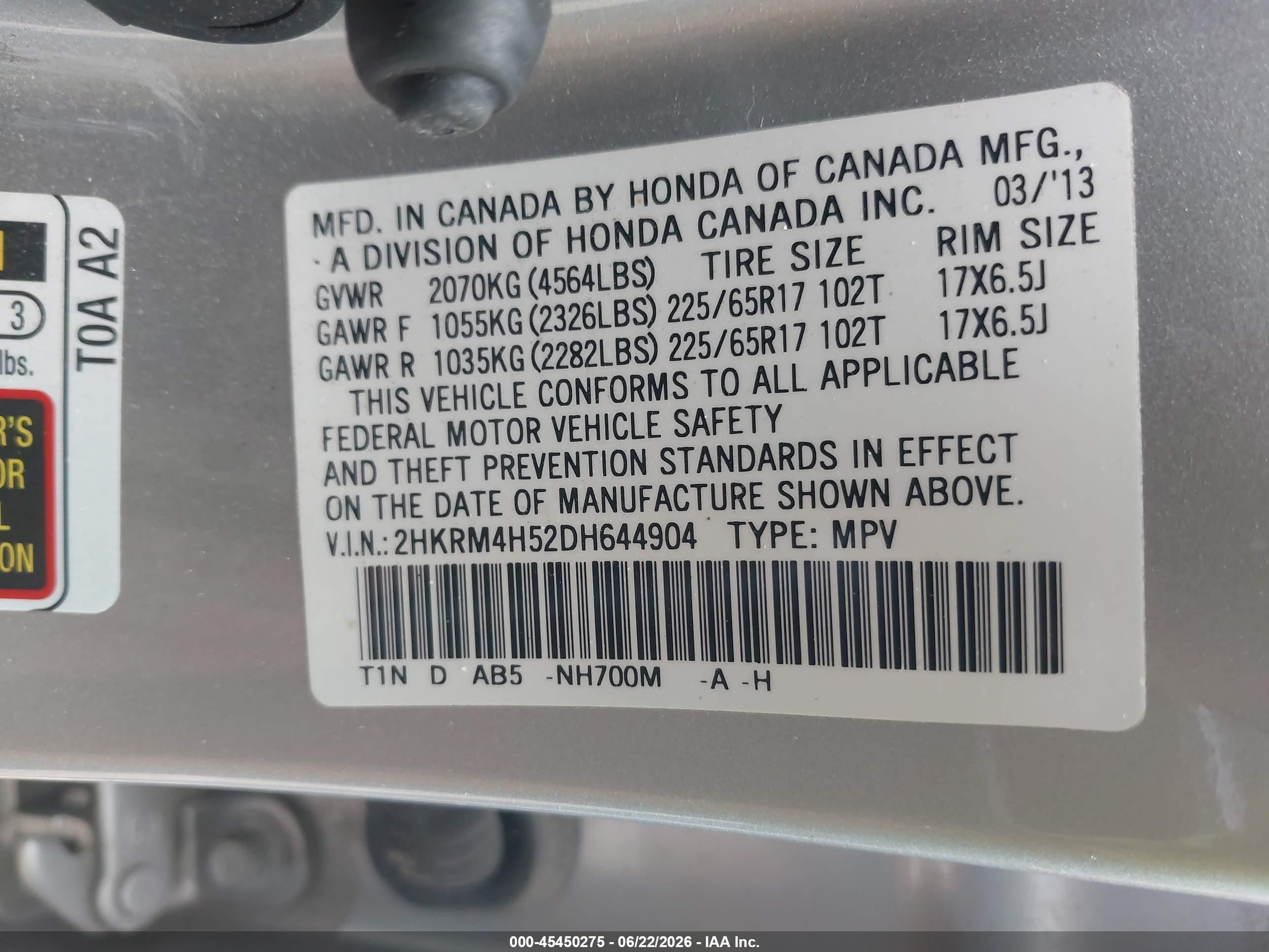 2013 Honda Cr-v Ex Silver vin: 2HKRM4H52DH644904